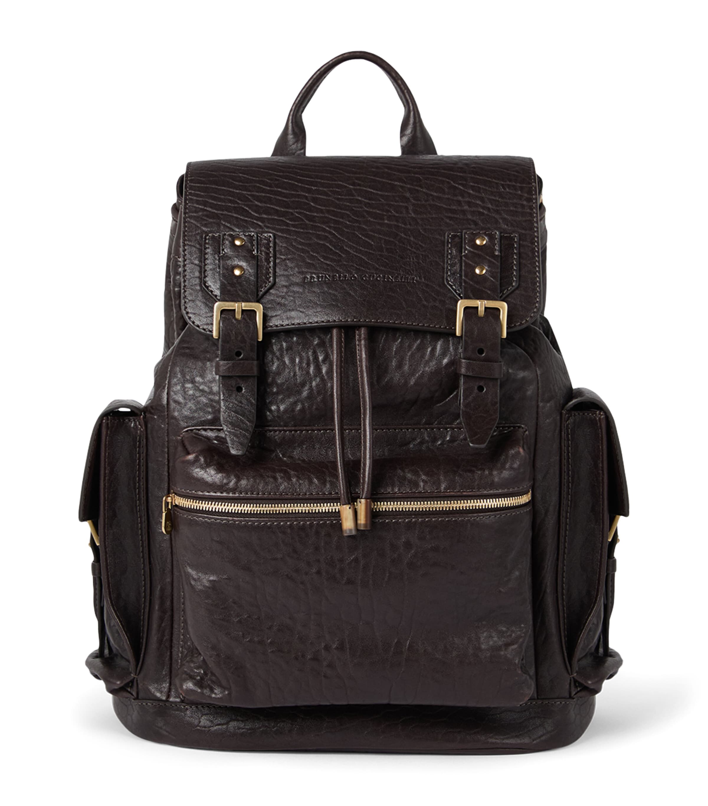 Brunello Cucinelli Leather Backpack Adjustable Straps In Brown