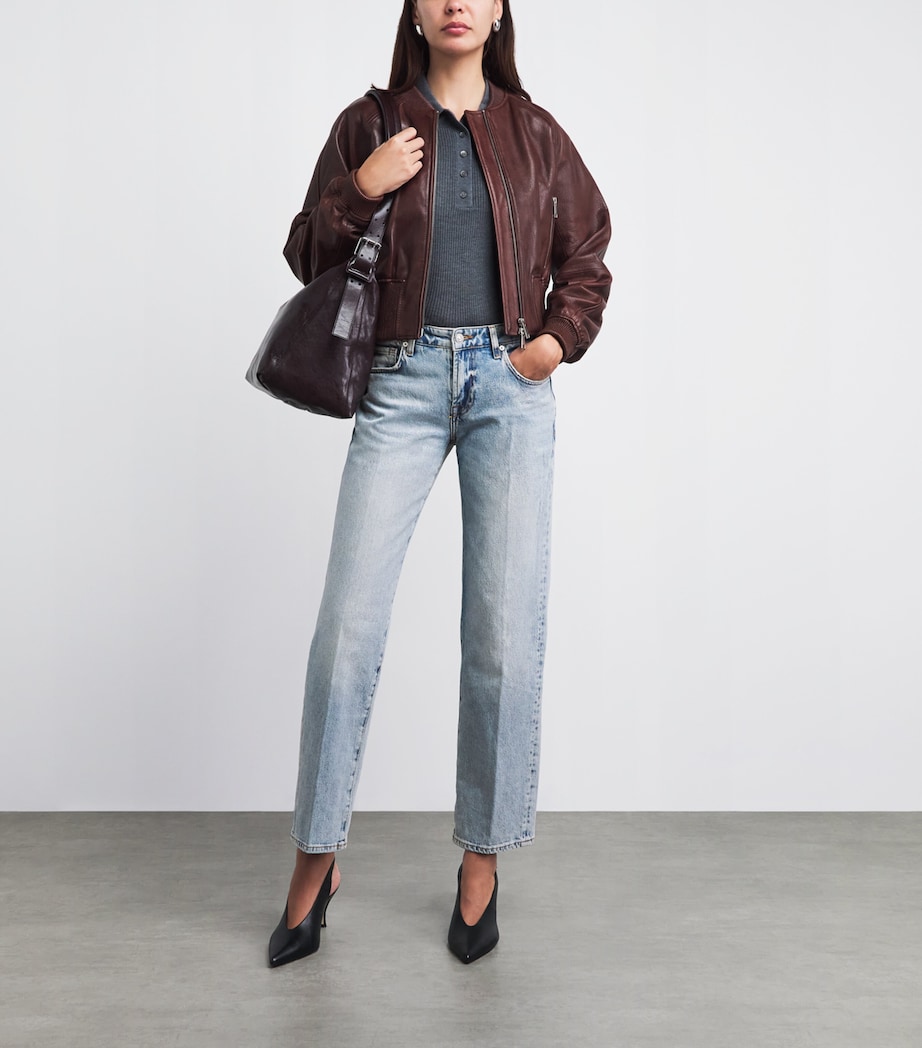 7 For All Mankind Womens Calie Mid-Rise Straight Jeans Ode To Image 2