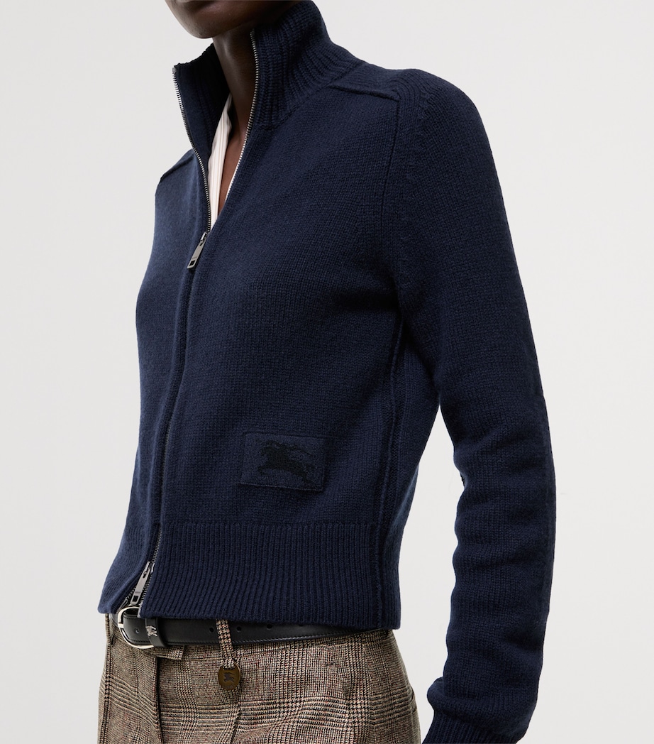 Burberry Womens Cashmere-Blend Zip-Up Jacket Silhouette Blue Image 3