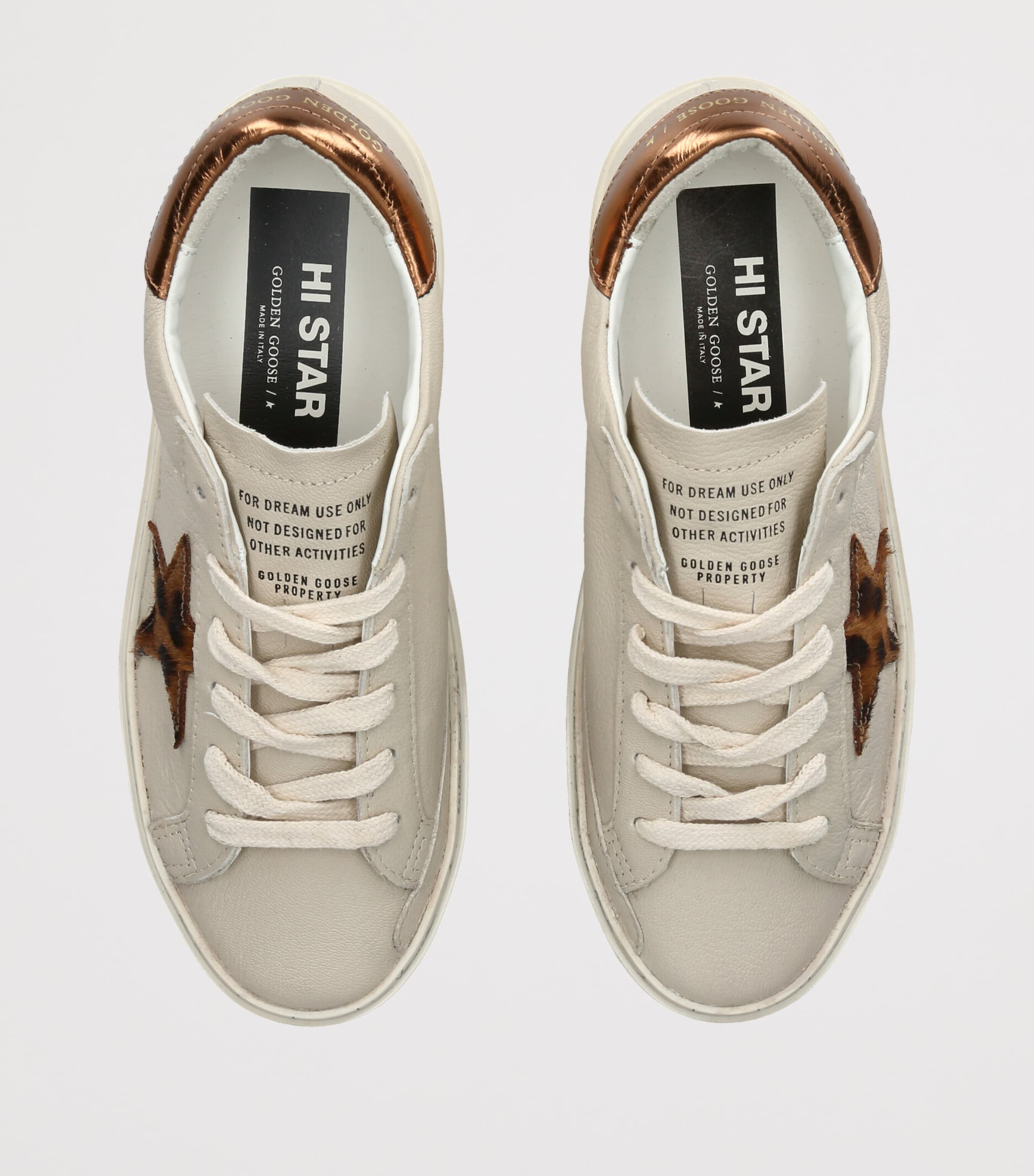 Golden Goose Leather Hi Star Sneakers Cream Comb Image 3