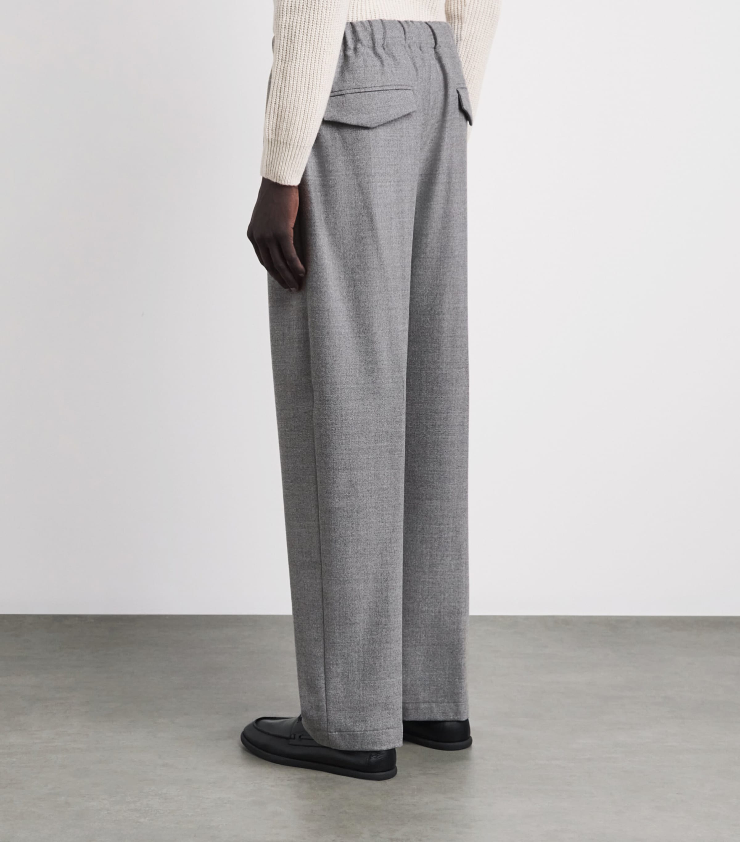Lardini Mens Stretch-Virgin Wool Trousers Grey Image 5