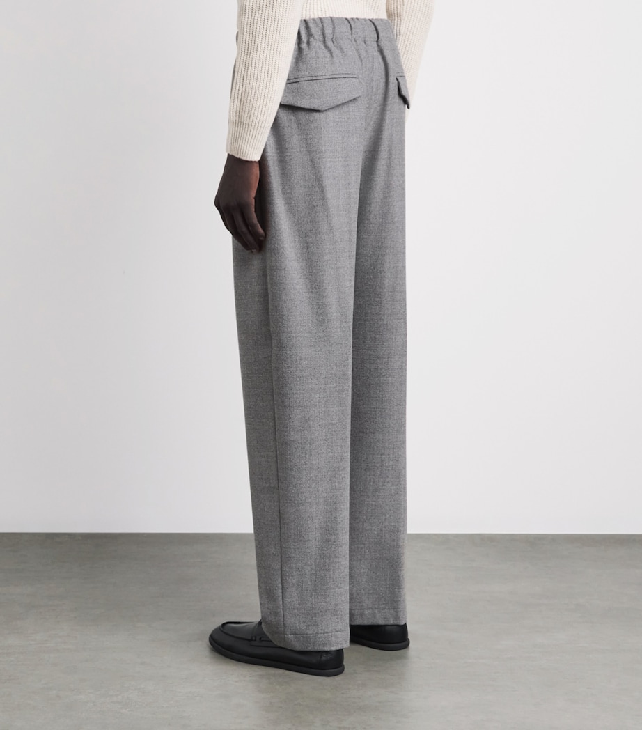 Lardini Mens Stretch-Virgin Wool Trousers Grey Image 5