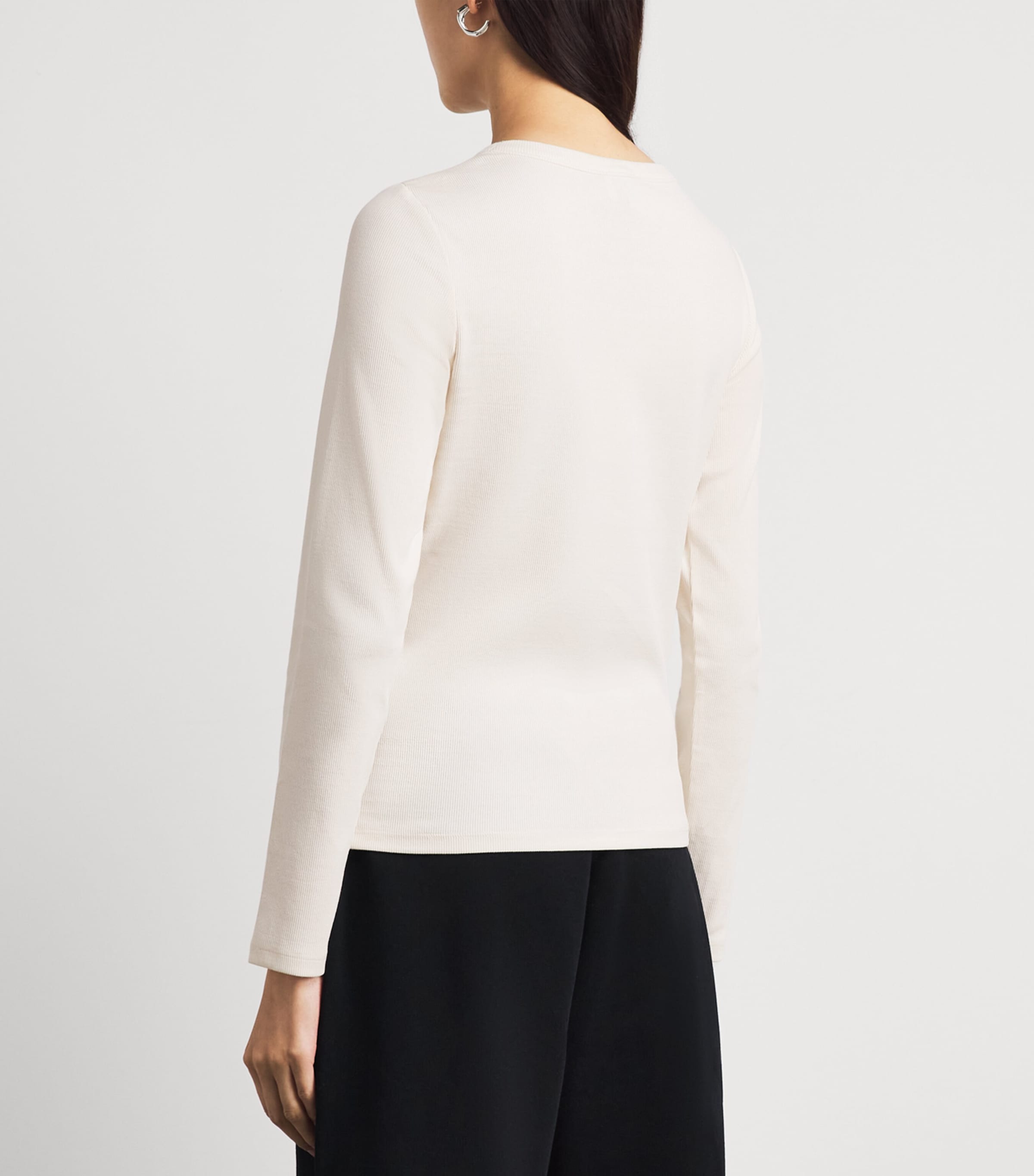 ME+EM Womens Stretch-Cotton Long-Sleeve Ultimate T-Shirt Autumn Ivory Image 5