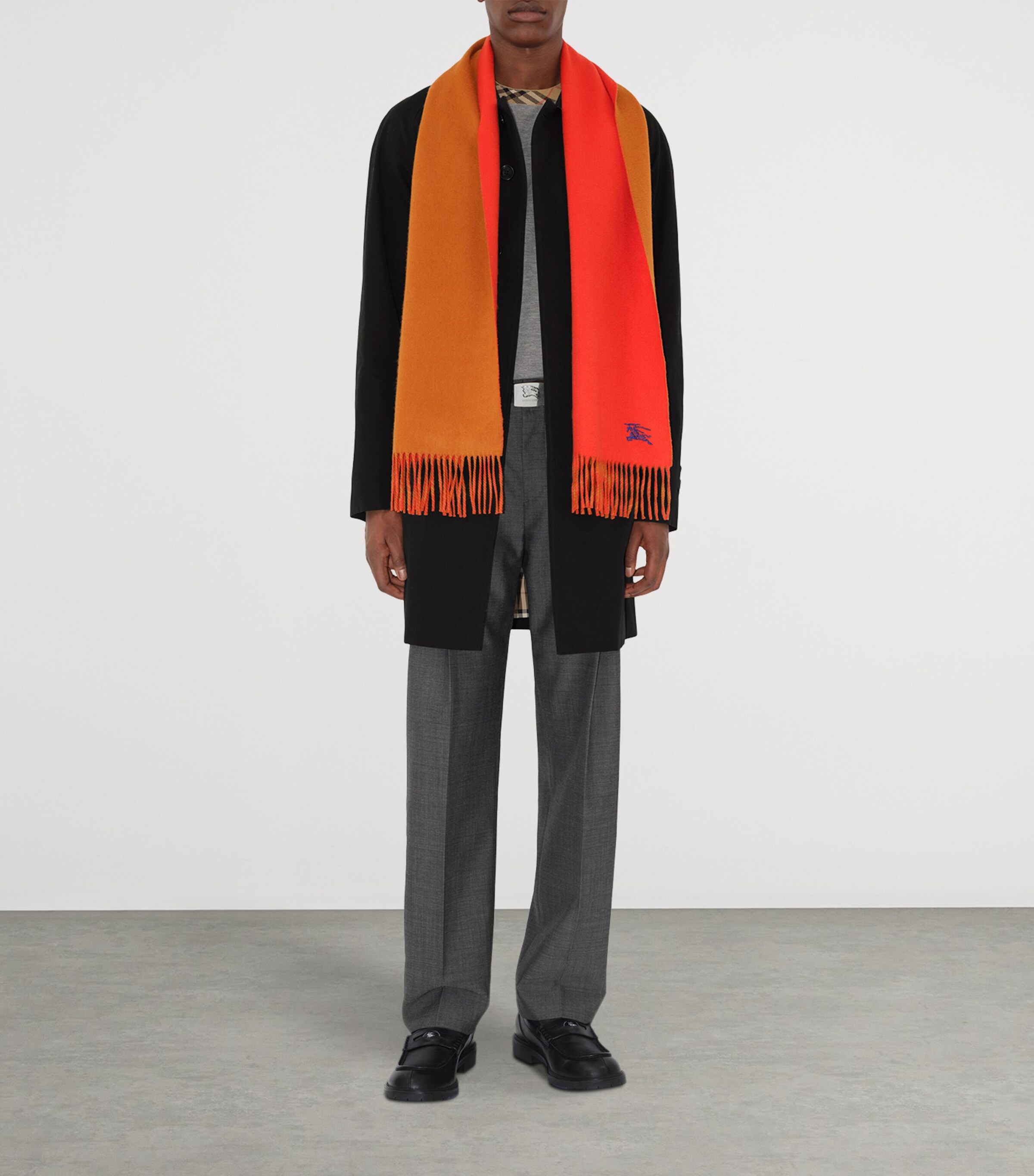 Burberry Cashmere Reversible EKD Scarf Tomato/squash Orange Image 4