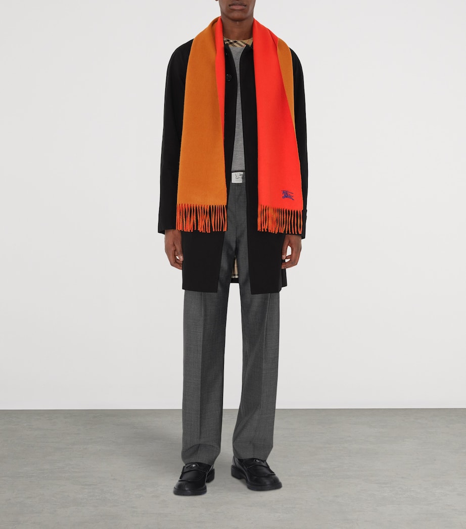 Cashmere Reversible EKD Scarf TOMATO/SQUASH ORANGE Image 4