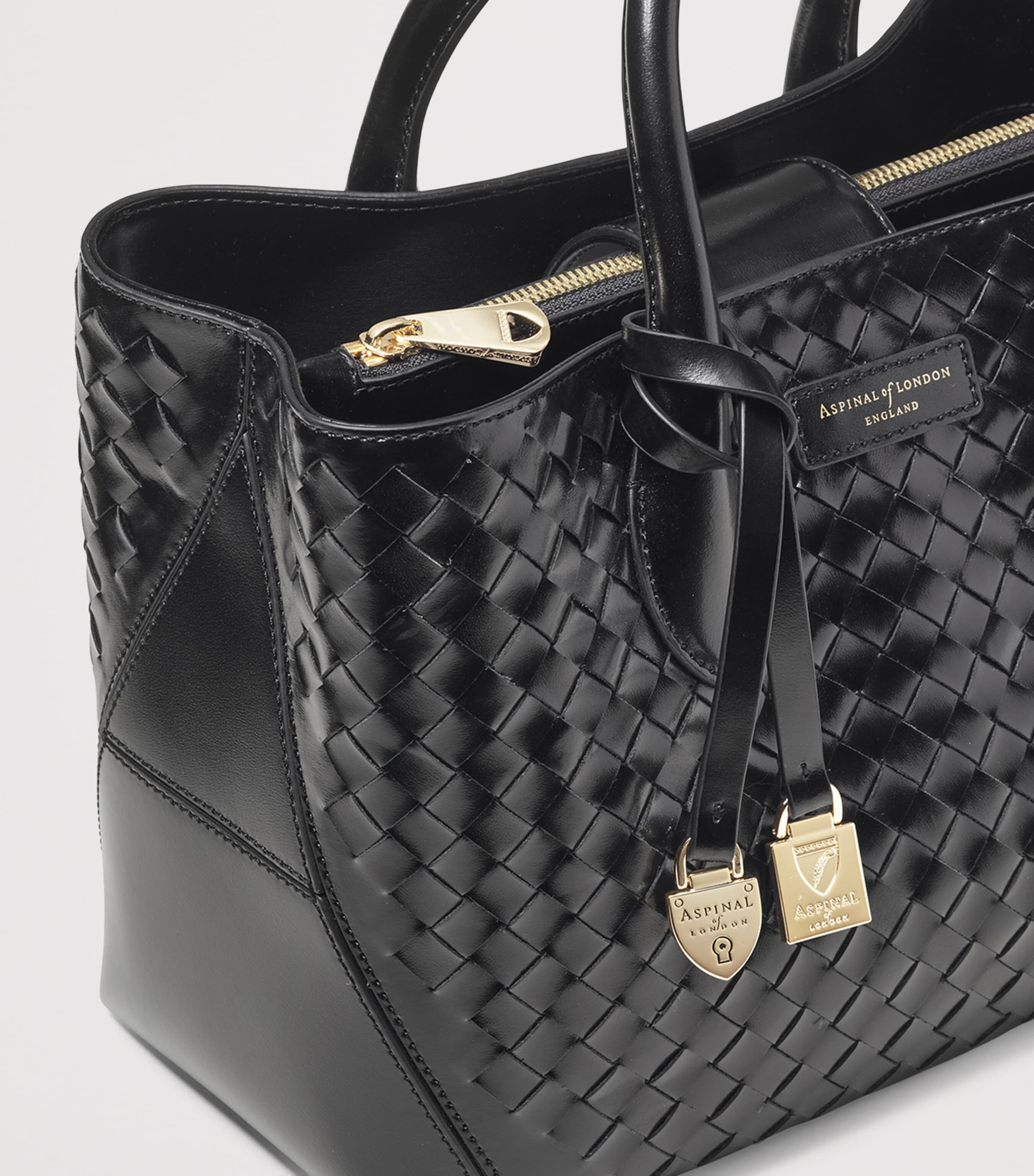 Midi Leather London Tote Bag BLACK Image 7