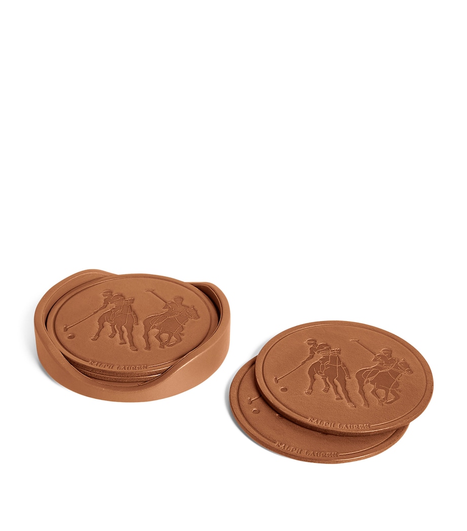 Ralph Lauren Home Leather Garrett Coasters (Set of 4) Saddle Image 1