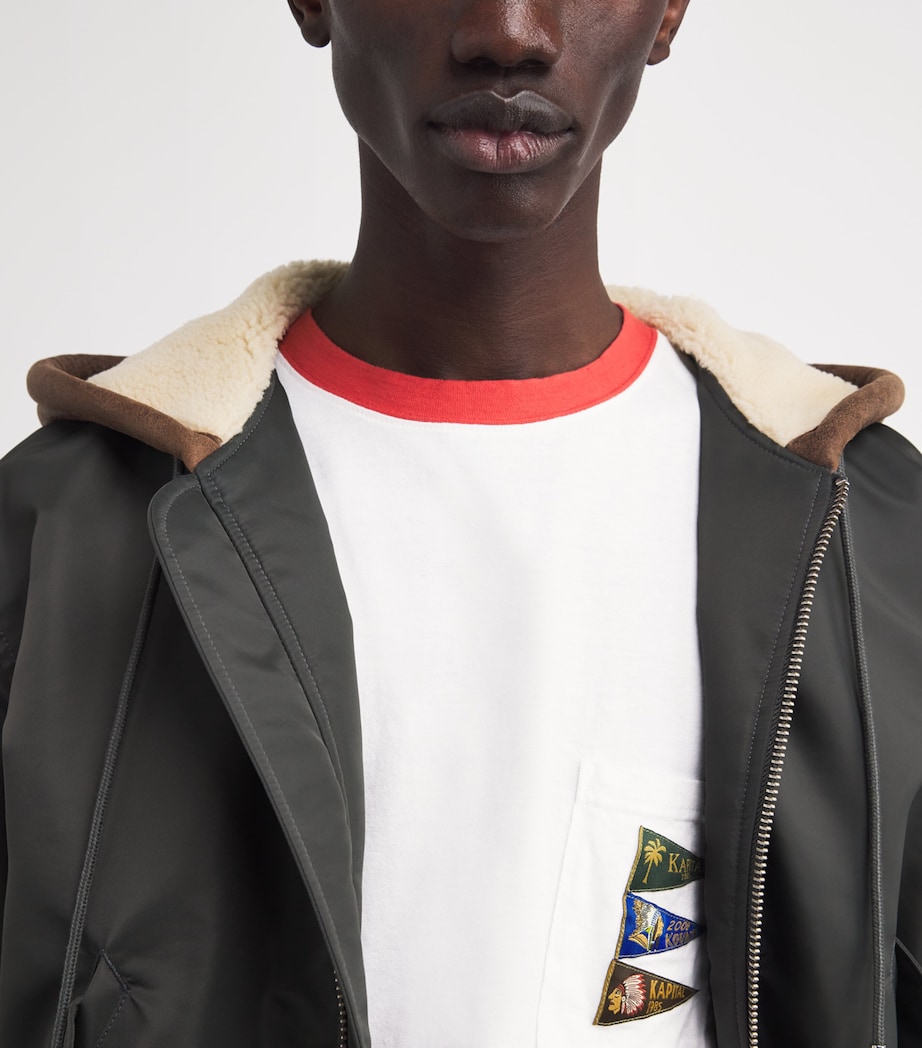 Cotton Pennant Ringer T-Shirt WHITE Image 6