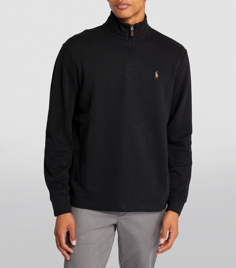 Cotton Quarter-Zip Sweater POLO BLACK Image 3