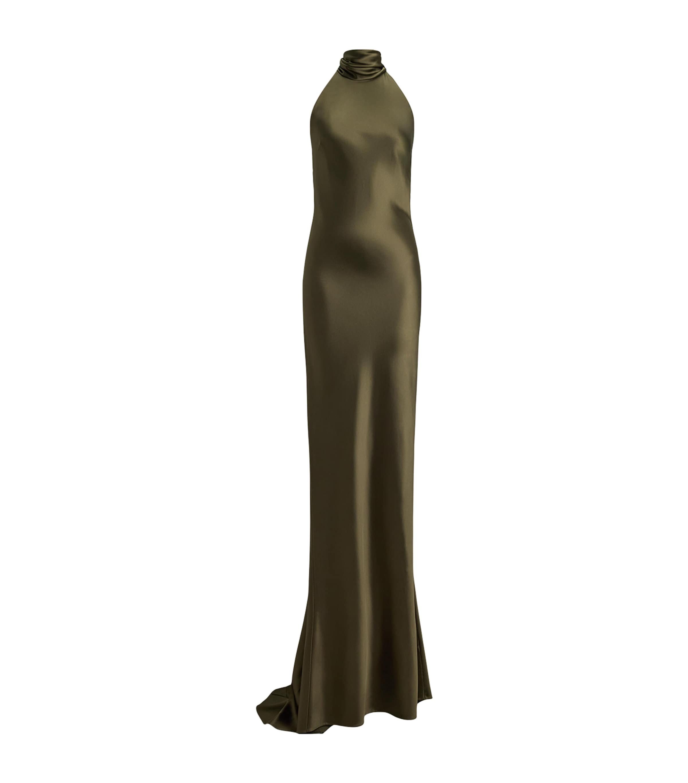 Ralph Lauren Collection Womens Satin Chilton Maxi Dress Cypress Image 1