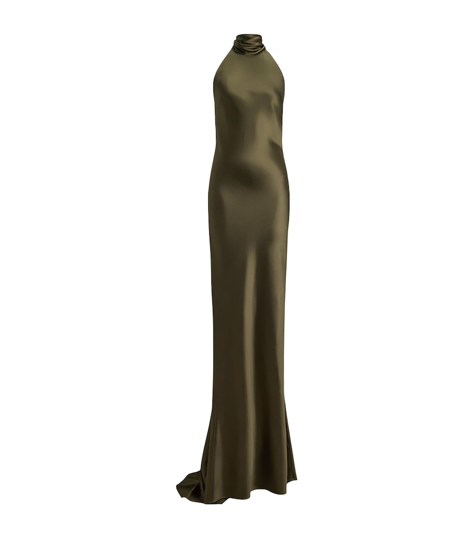 Ralph Lauren Collection Womens Satin Chilton Maxi Dress Cypress Image 1
