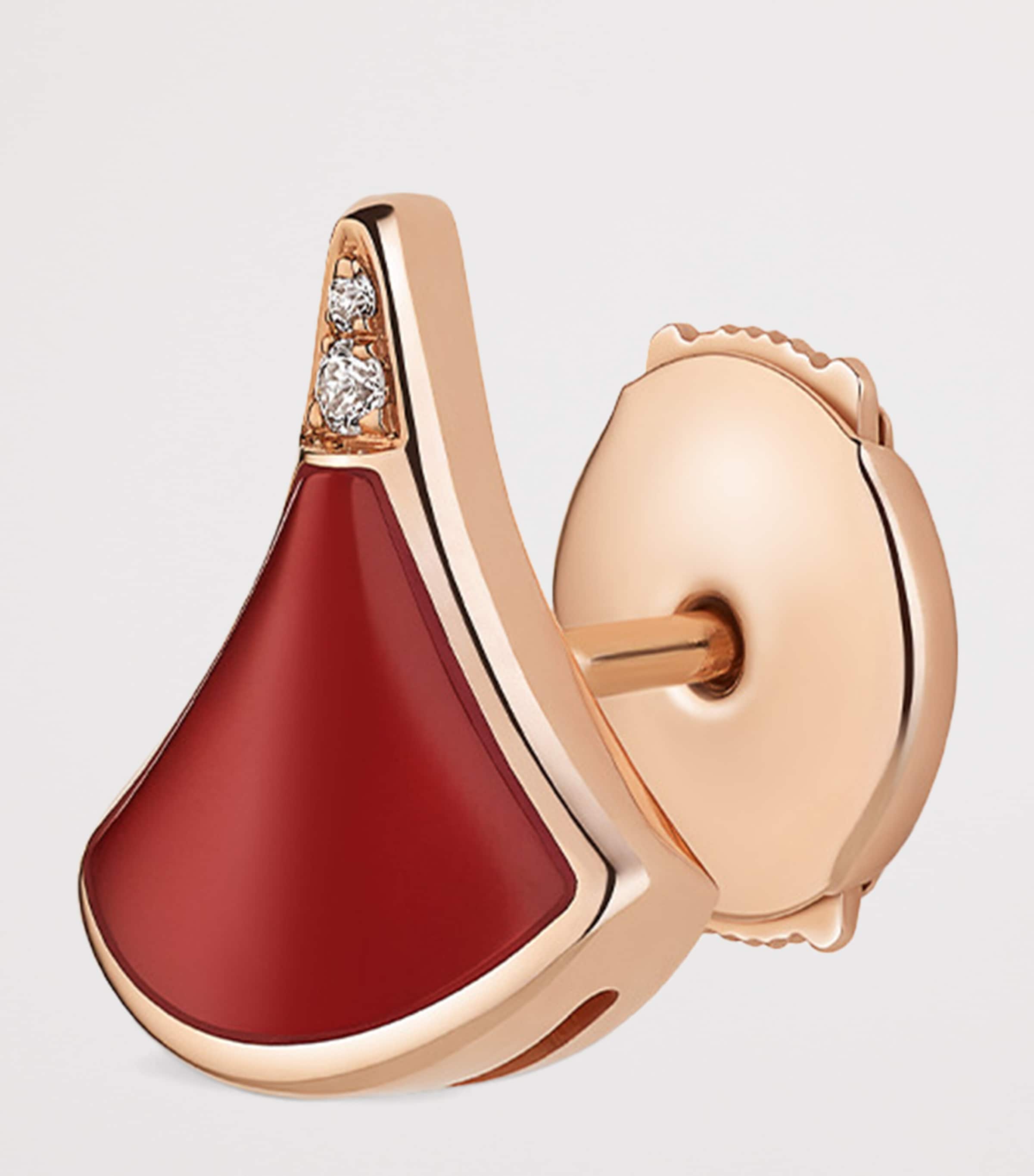 Rose Gold, Diamond and Carnelian Divas’ Dream Earring PINK GOLD Image 2