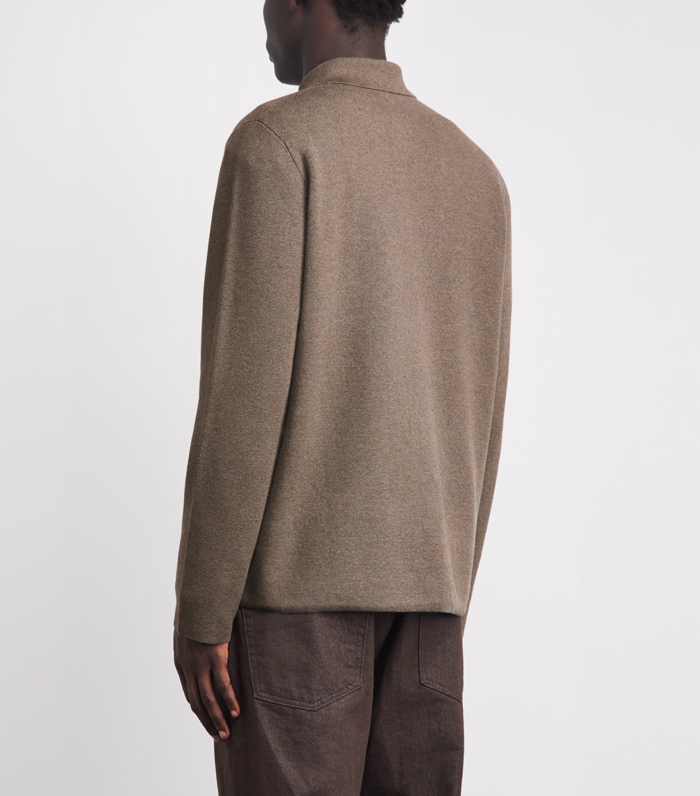 Vince Mens Milano-Knit Overshirt Lt H Tarmac Image 5