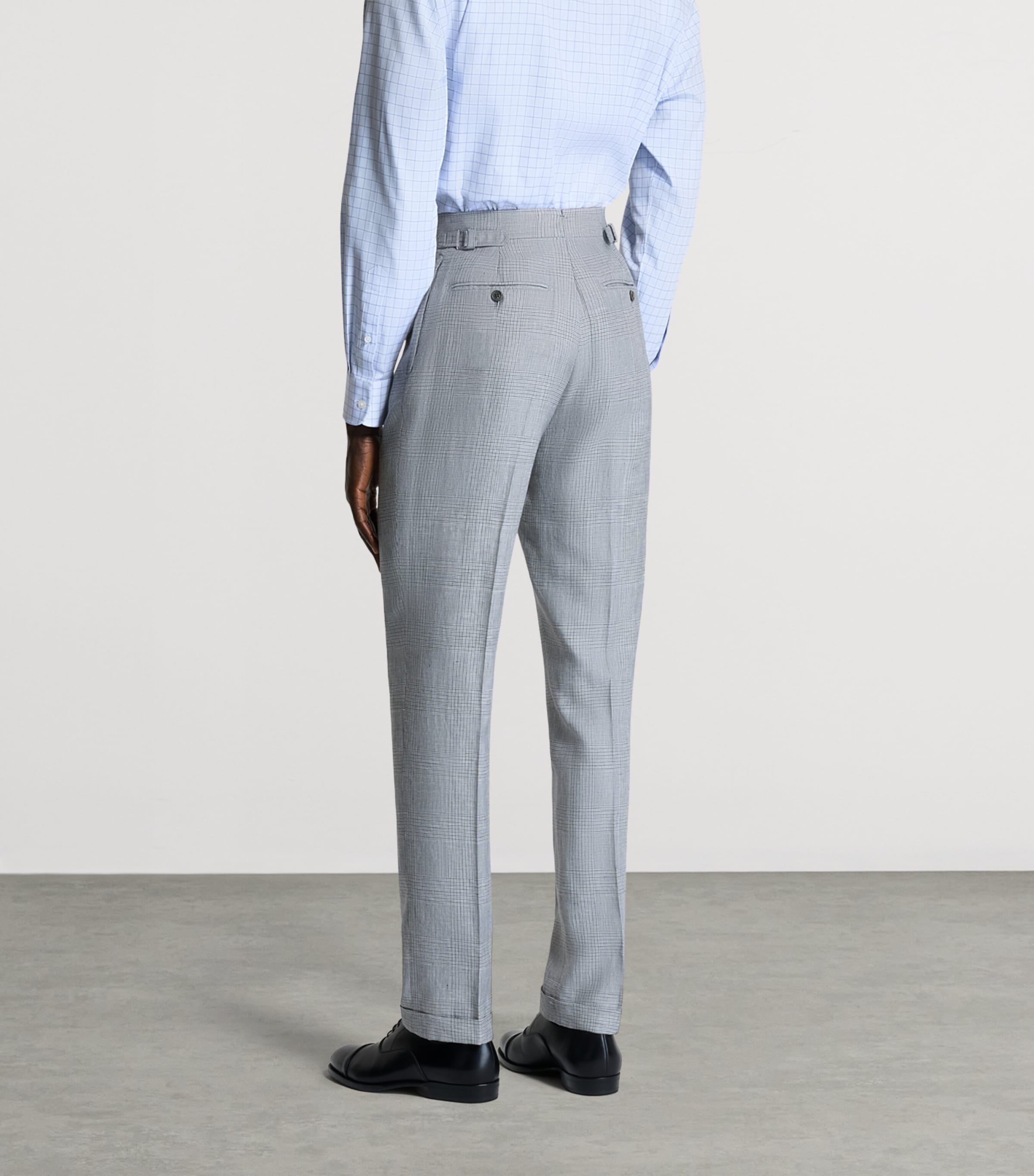 Dunhill Mens Prince of Wales Check Tailored Trousers Image 3