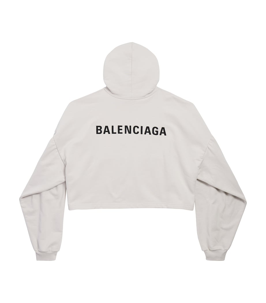 Balenciaga Womens Logo Cropped Hoodie Image 2
