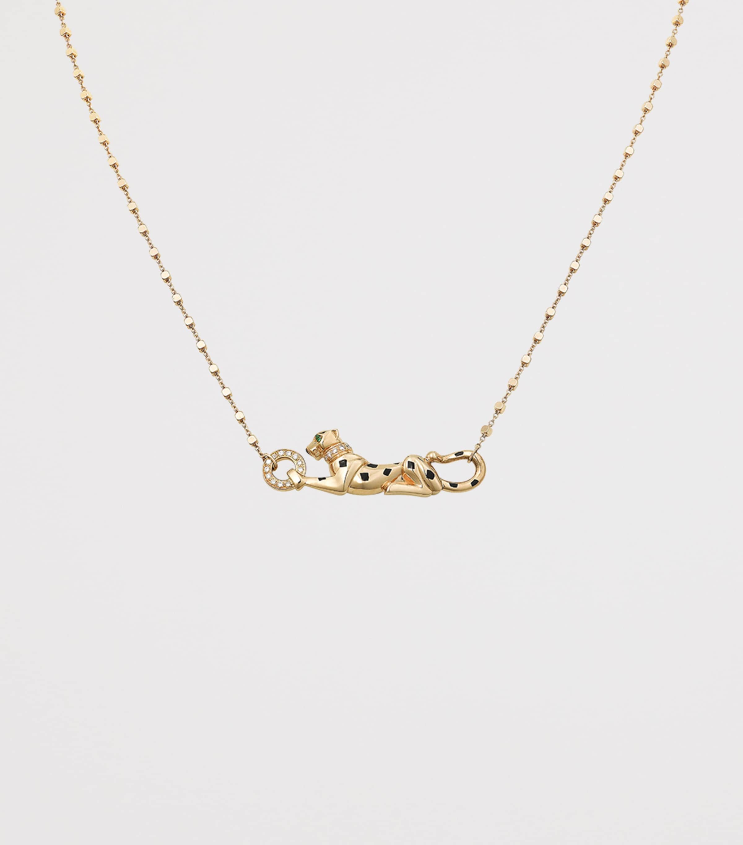 Yellow Gold, Diamond, Tsavorite and Black Lacquer Panthère de Cartier Necklace YELLOW GOLD Image 3