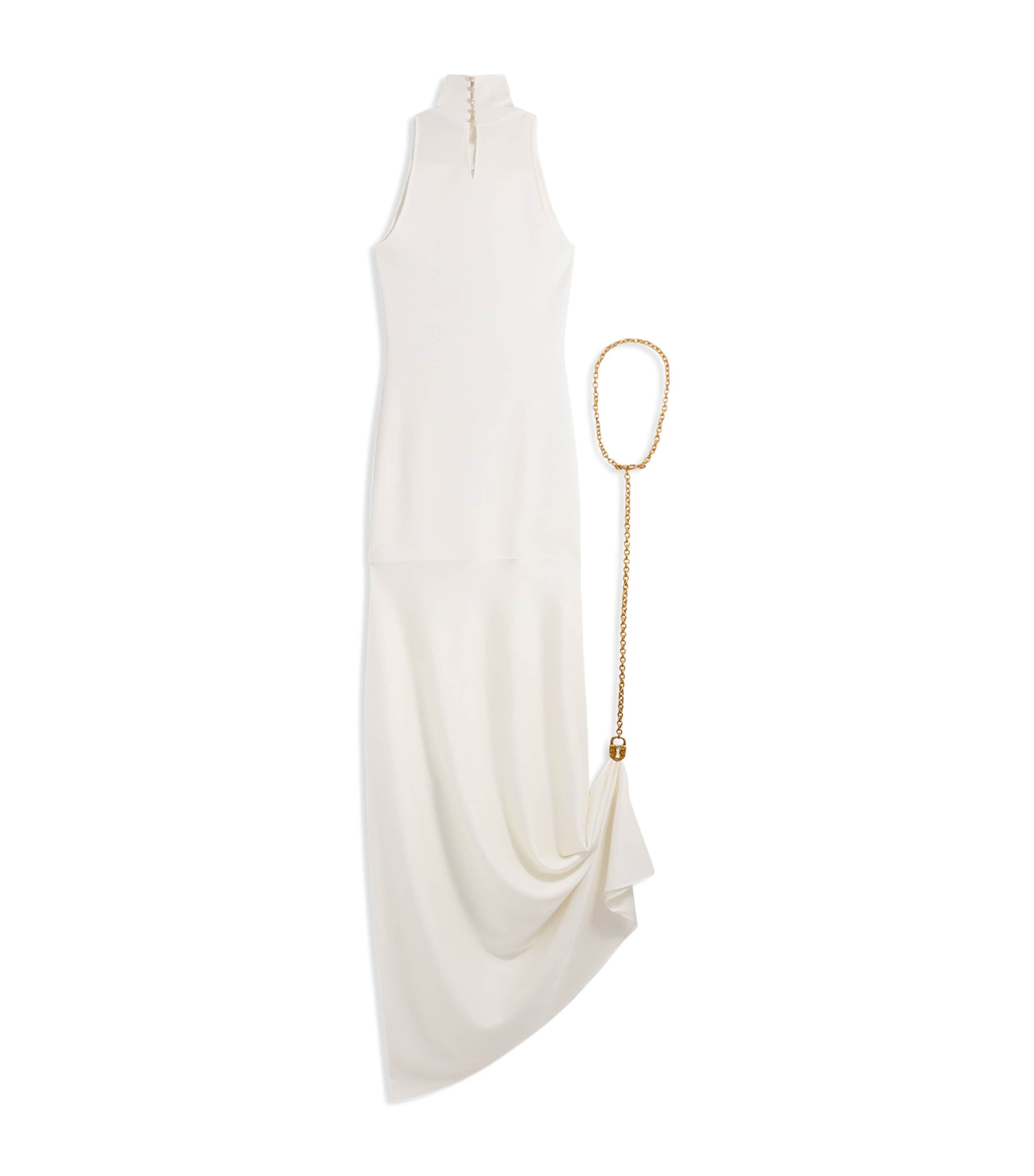 Schiaparelli Womens Keyhole Padlock and Chain Gown White Image 5