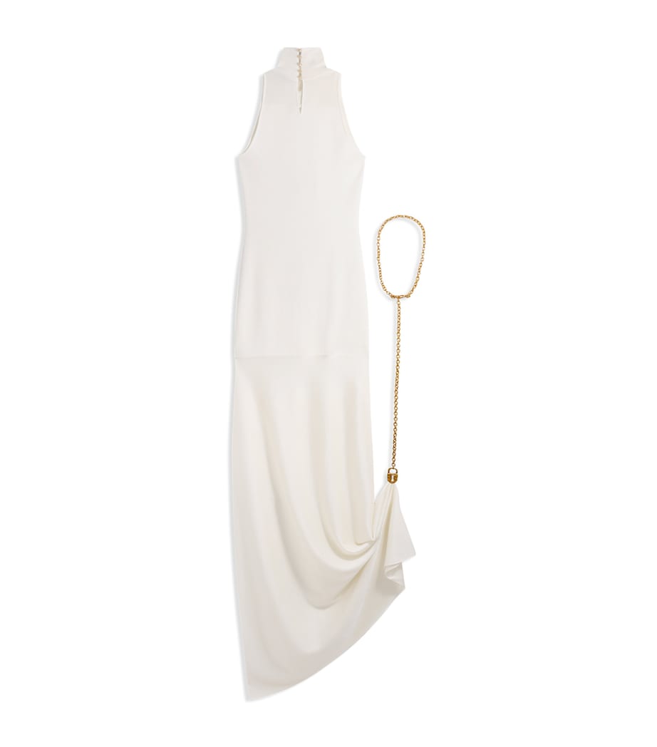 Schiaparelli Womens Keyhole Padlock and Chain Gown White Image 5