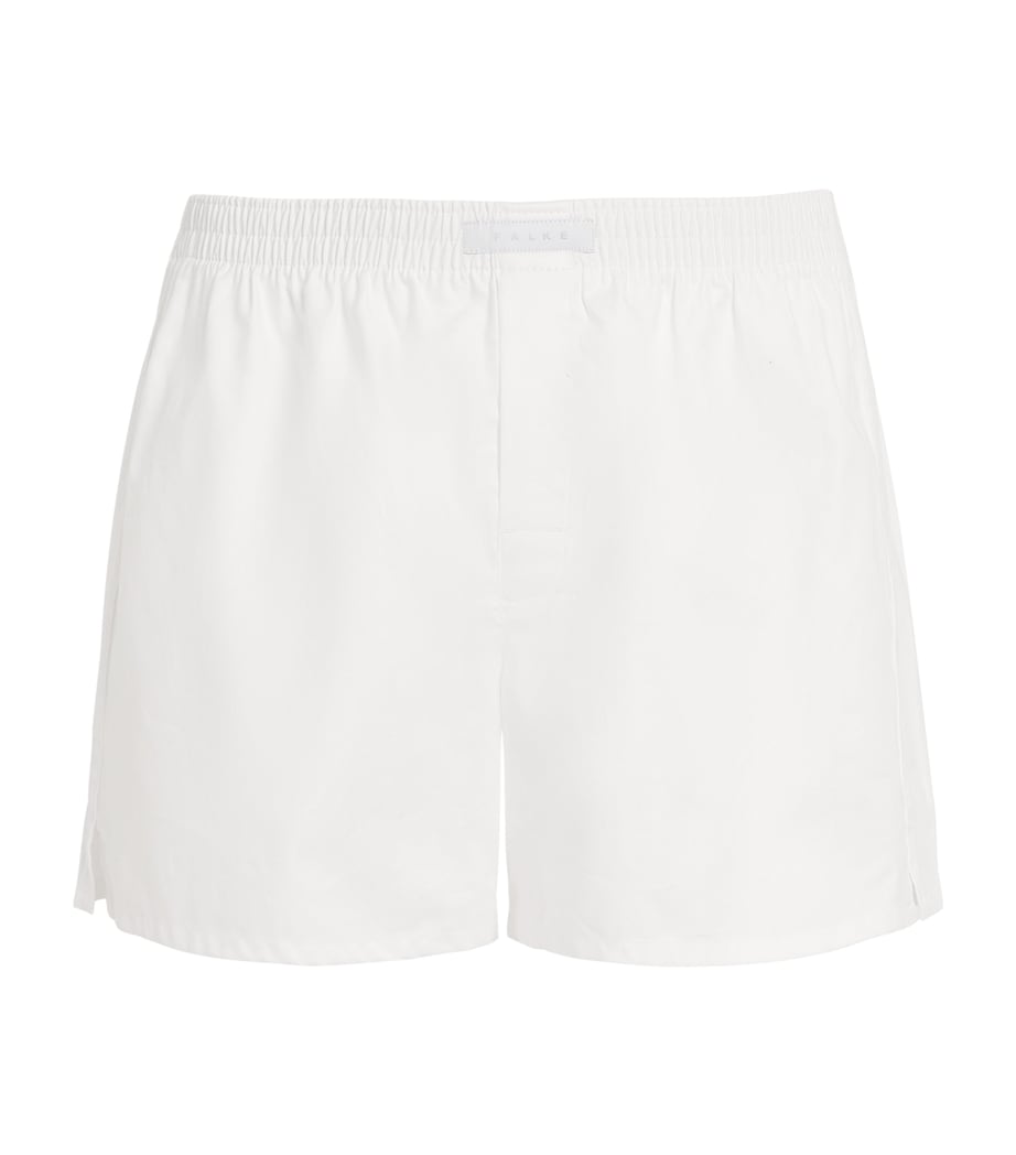 Falke Mens Cotton Woven Boxer Shorts White Image 1