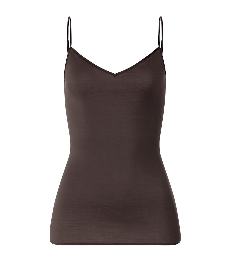 Hanro Womens Cotton Seamless Camisole Dark Mocha Image 1
