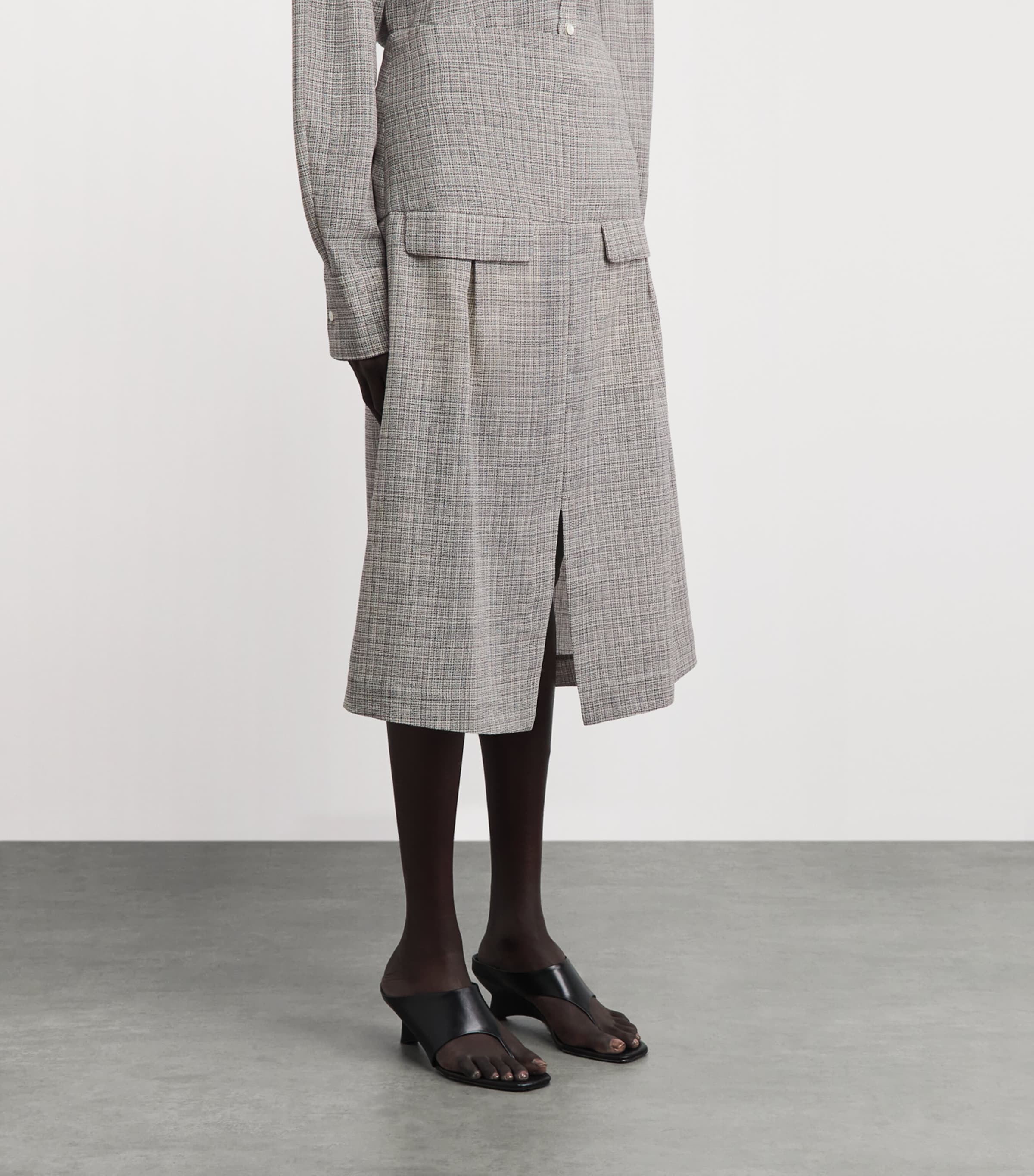 BITE Studios Womens Wool Pocket Midi Skirt Off White/navy Image 4