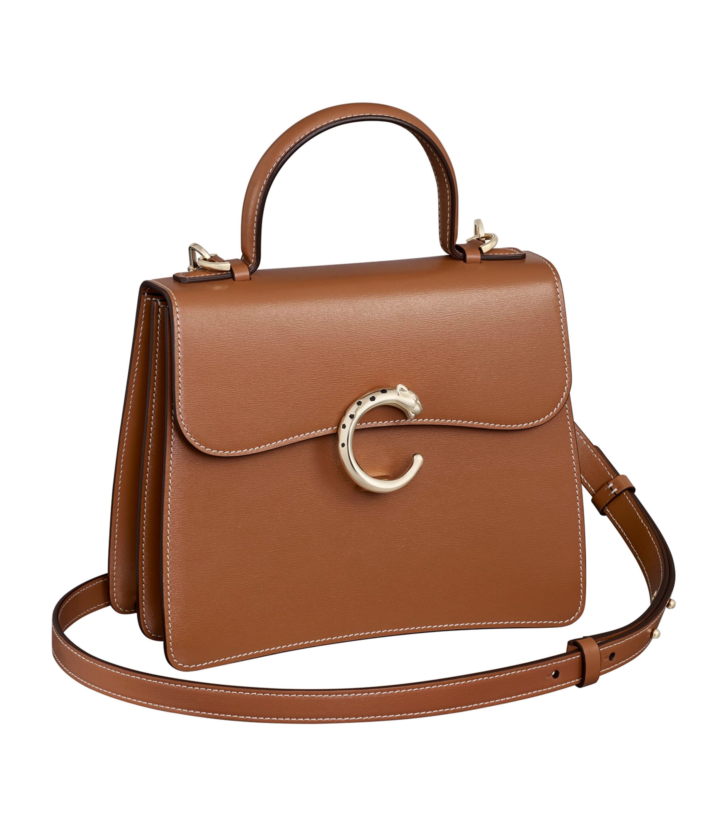 Small Calfskin Panthère de Cartier Top-Handle Bag CARAMEL Image 1