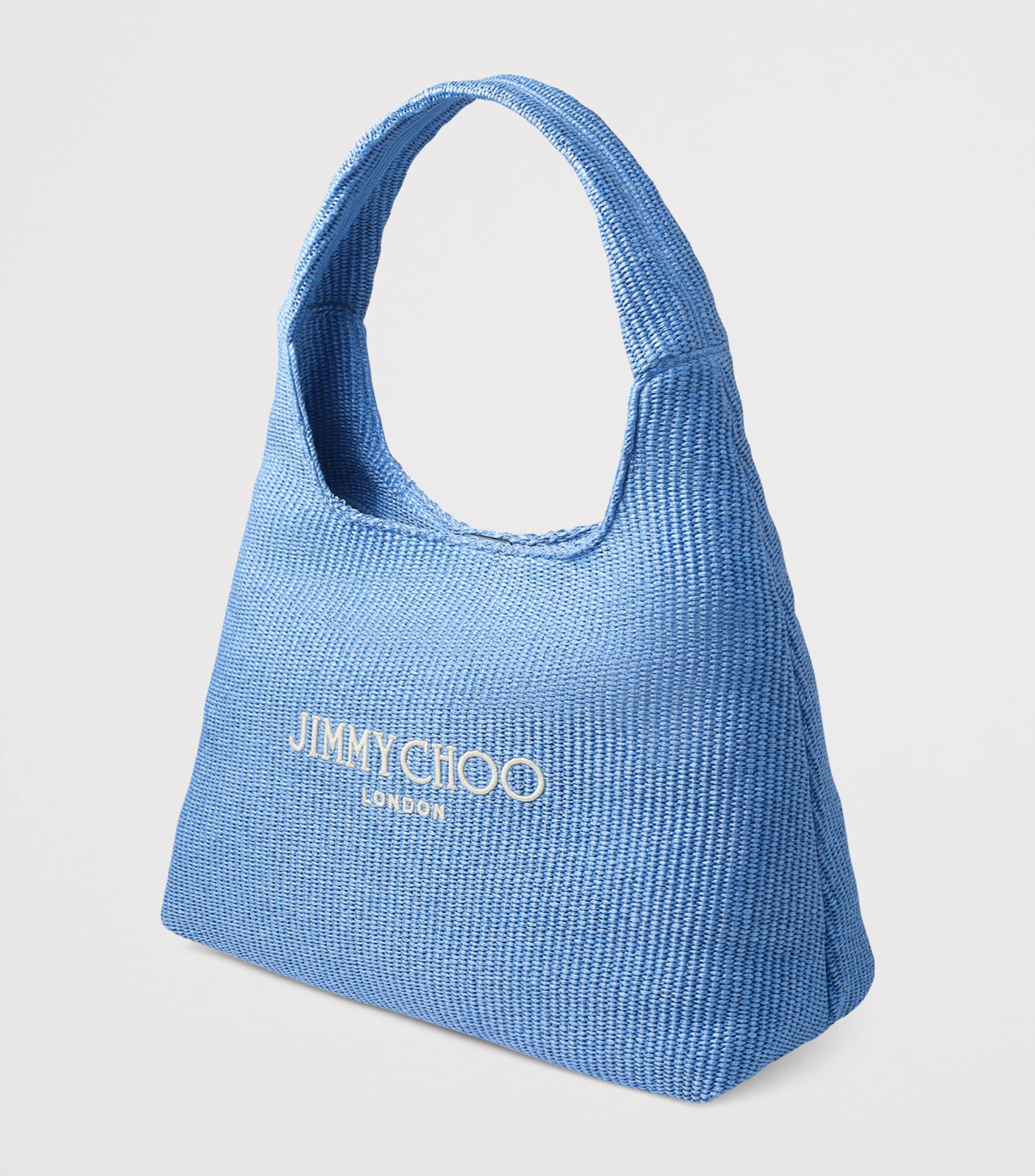 Jimmy Choo Beach Diamond Shoulder Bag Ocean Blue/ecru Image 3