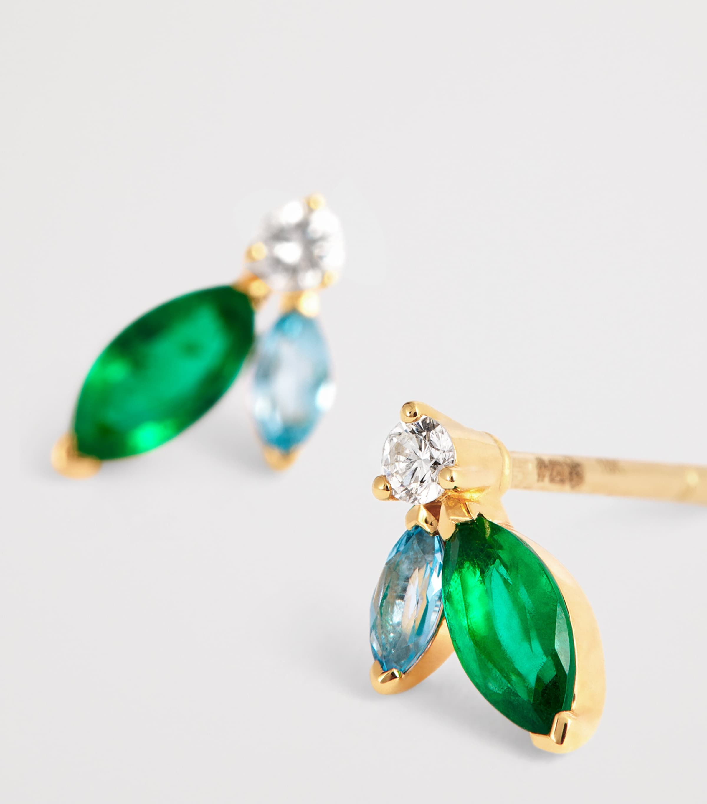 Mini Yellow Gold, Diamond, Emerald and Topaz Pollack Earrings YELLOW GOLD Image 5