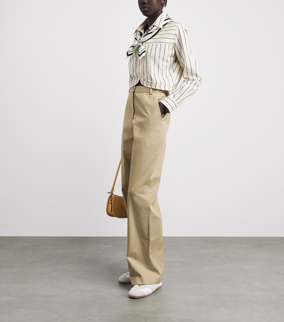 Claudie Pierlot Cotton Straight Trousers Beige Image 2