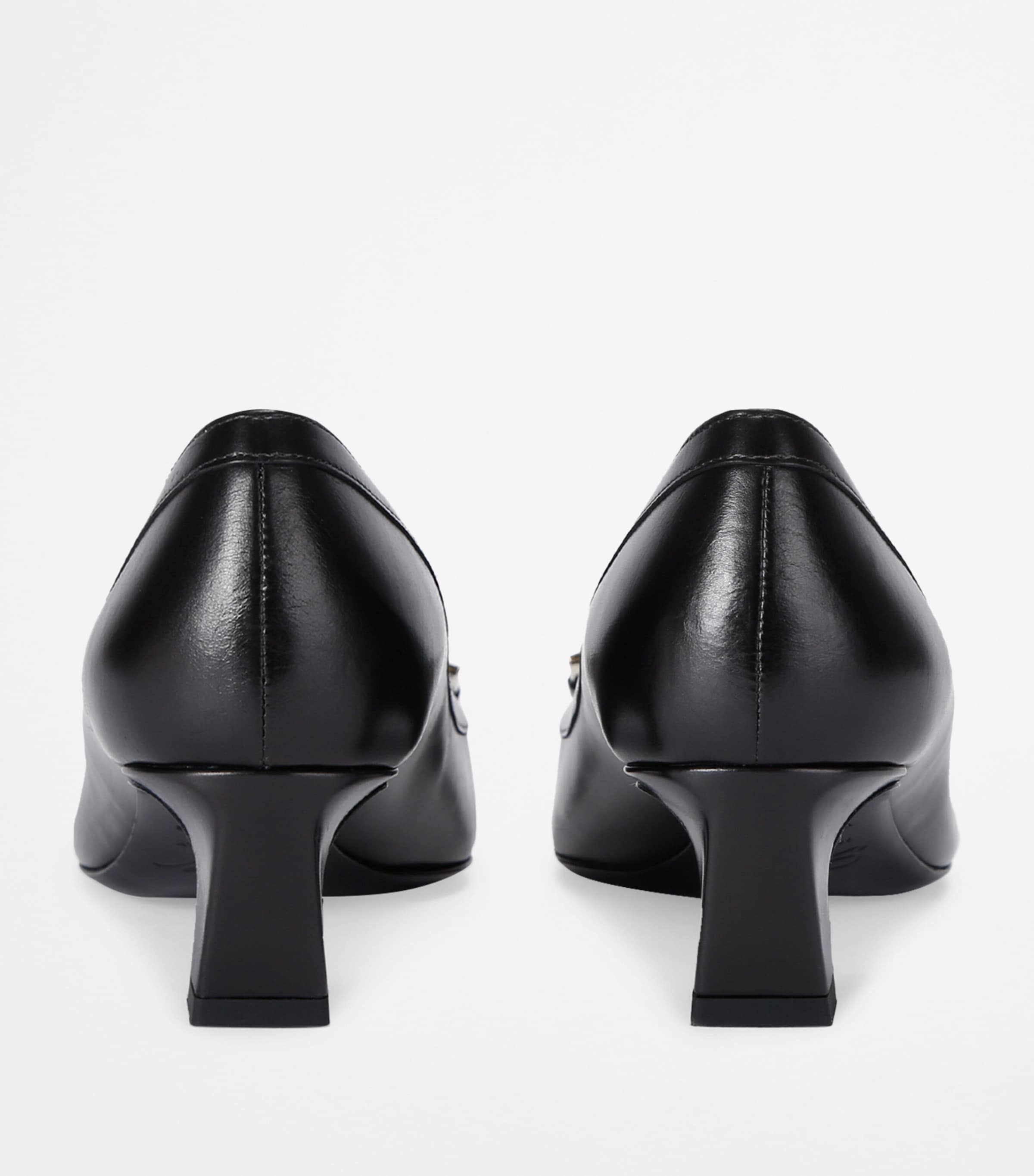 Leather Braided-Buckle Trompette Pumps 45 BLACK Image 2