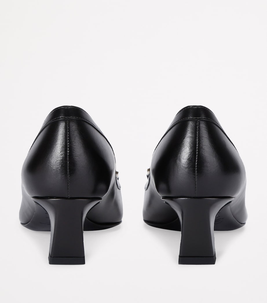 Leather Braided-Buckle Trompette Pumps 45 BLACK Image 2