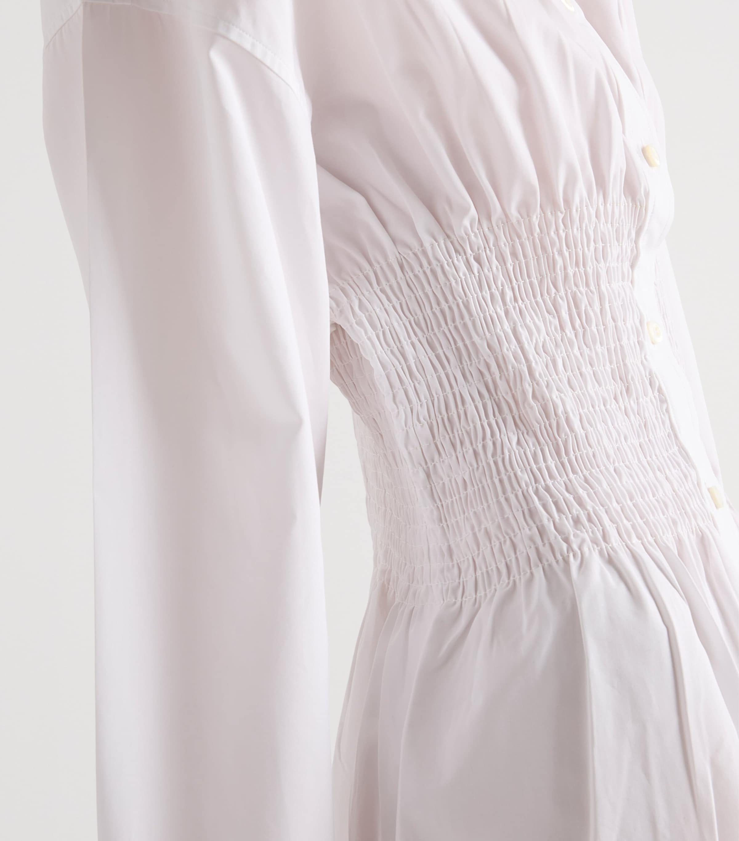 Poplin Smocked-Waist Shirt Dress F0009 Image 3