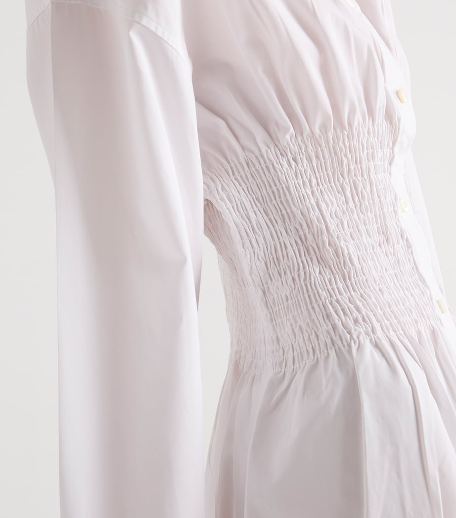 Poplin Smocked-Waist Shirt Dress F0009 Image 3