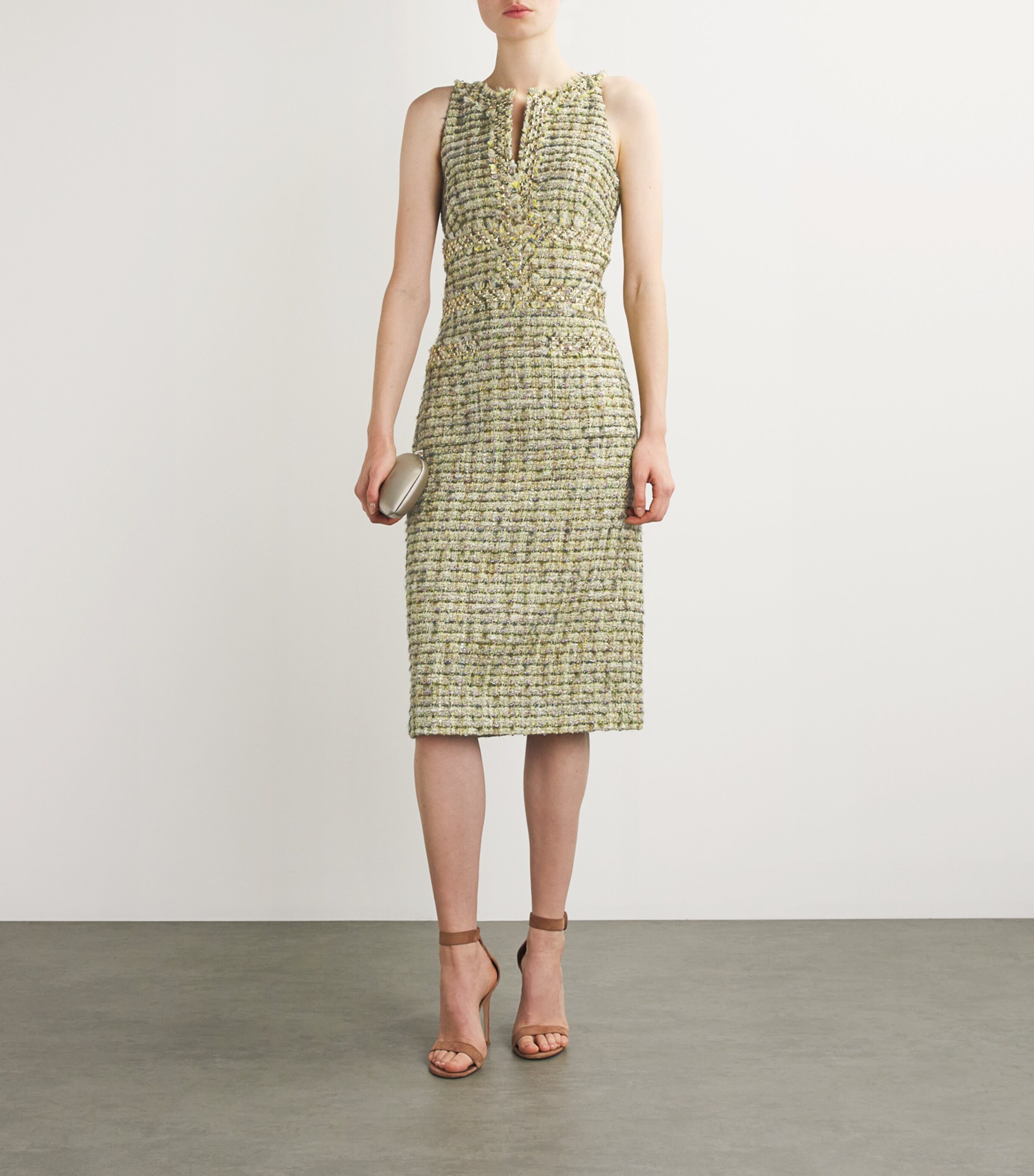 St. John Tweed Embellished Midi Dress Harrods US