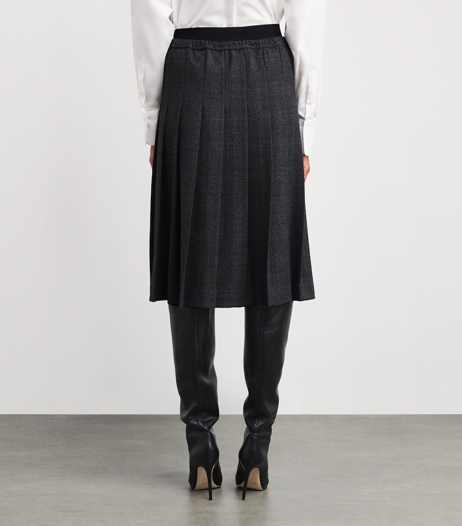 Pleated Rhinestone-Embellished Midi Skirt GREY / BROWN Image 4