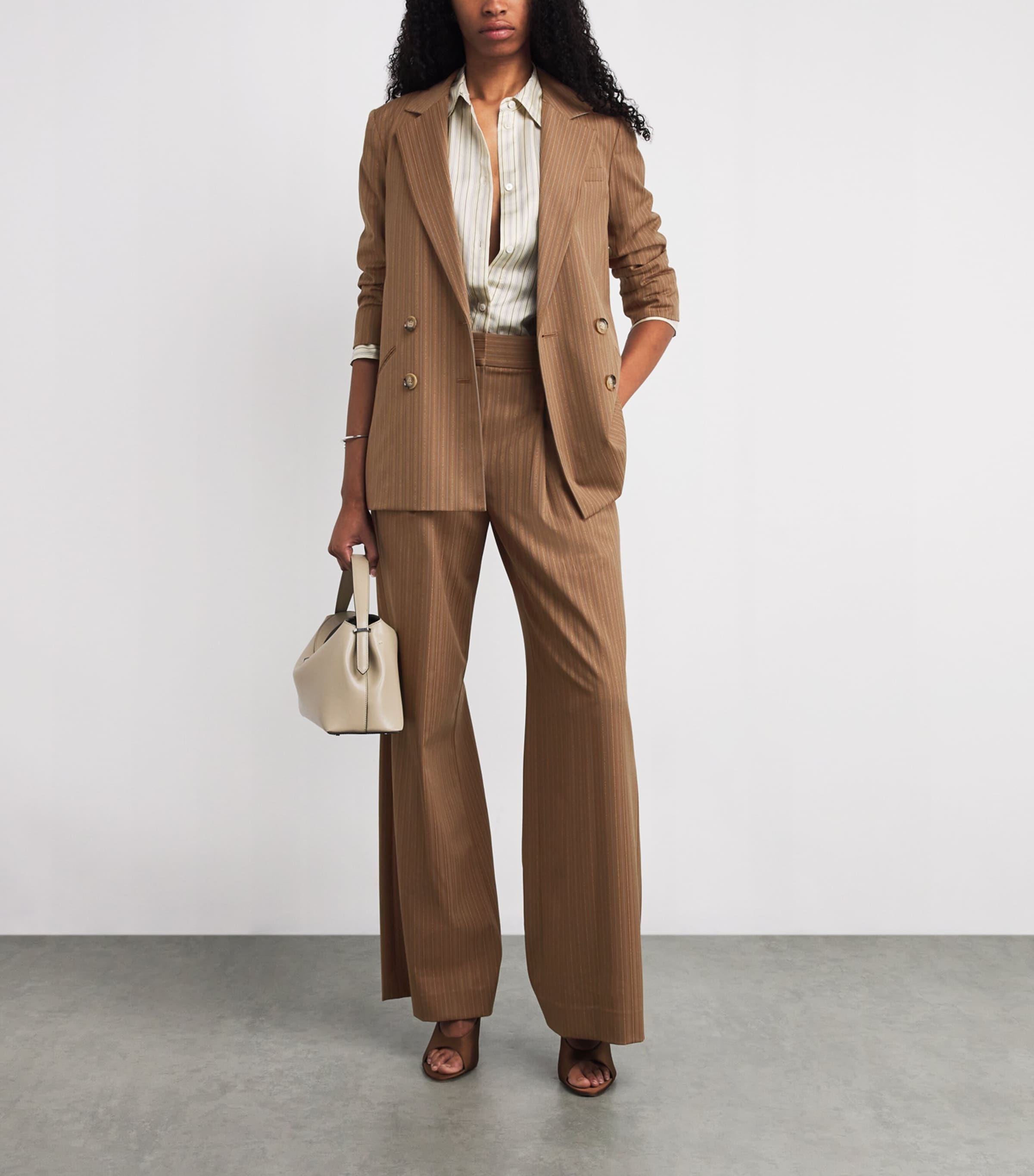 Pinstripe Rimini Wide-Leg Trousers N0964 MALT MULTI Image 2