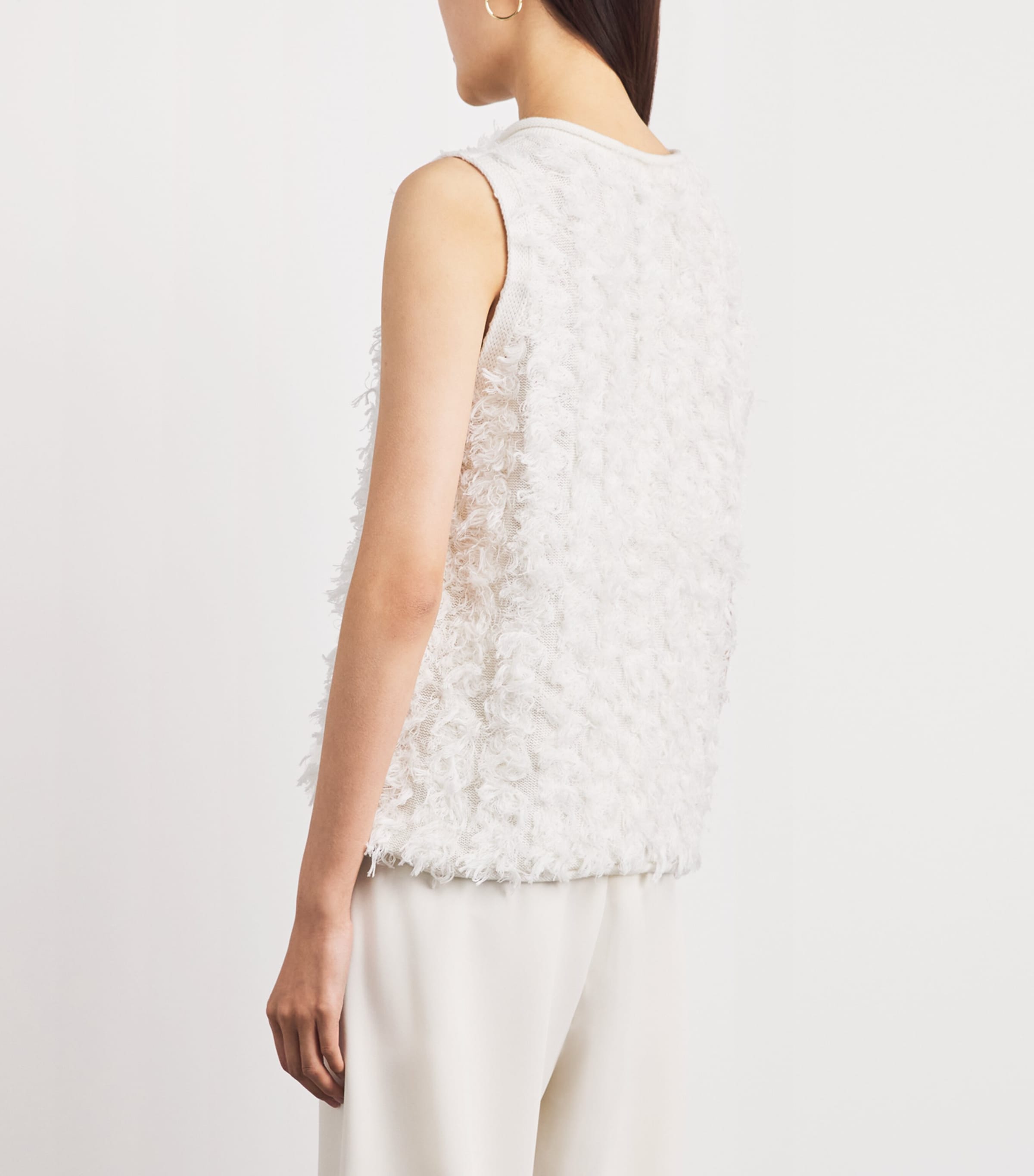 Lauren Manoogian Womens Cotton-Linen Tufted Sweater Vest Bone Image 5