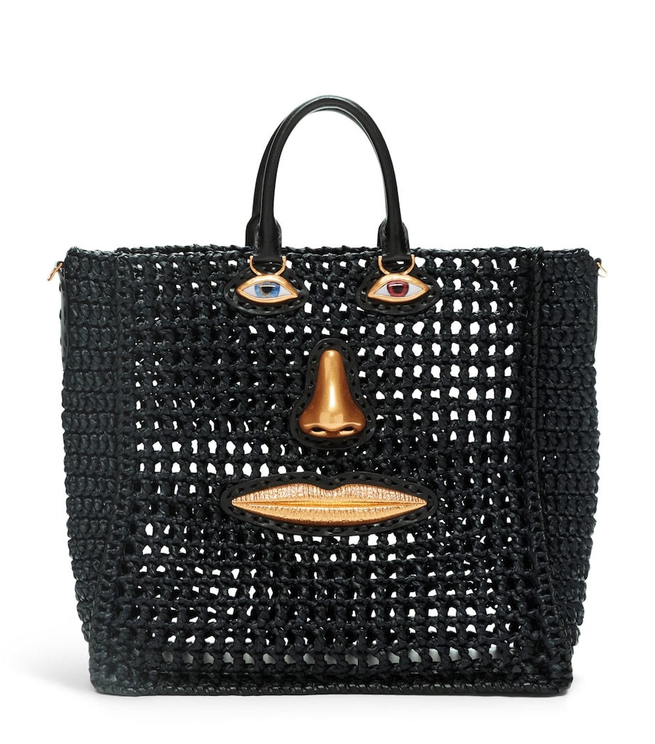 Raffia Face Tote Bag 999 BLACK Image 1
