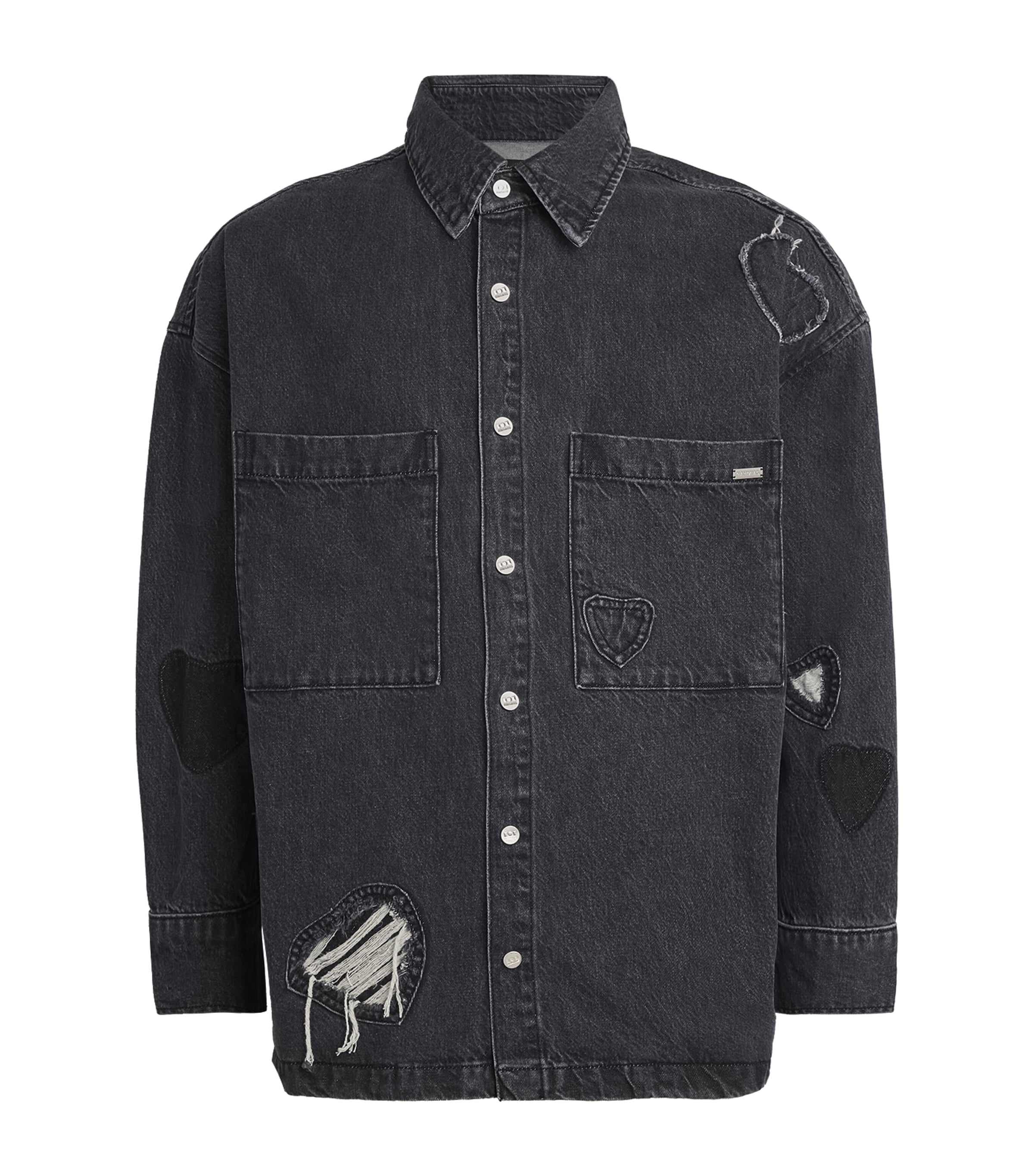 Denim Heart Patchwork Shirt HEART CHARCOAL WASH Image 1