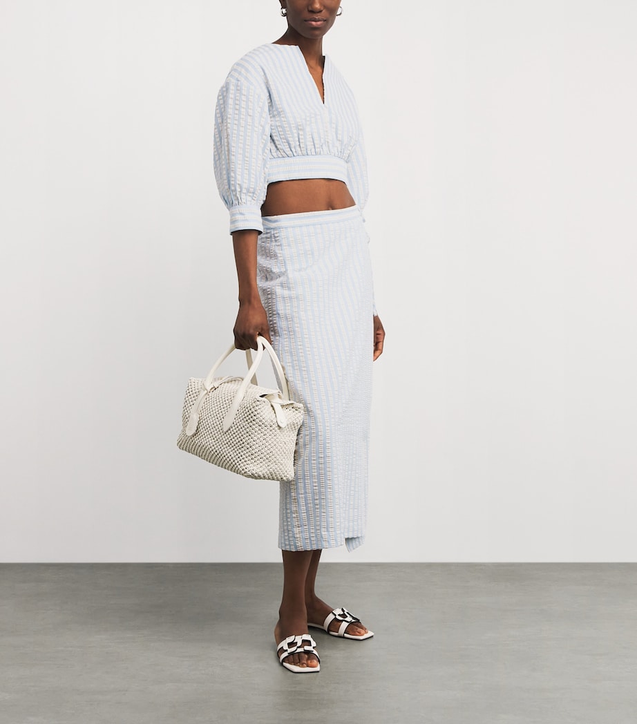 Cotton-Blend Stripe Noralie Crop Top HYDRANGEA BLUE STP Image 2