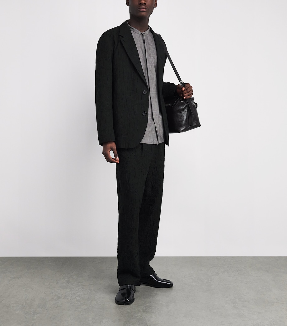 Shrink Jacquard Single-Breasted Blazer 15-BLACK Image 2