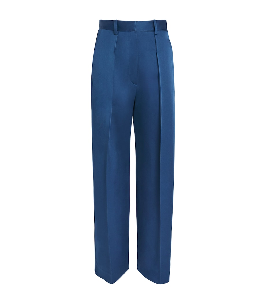 Victoria Beckham Womens Cecilia Wide-Leg Trousers Dark Ocean Image 1