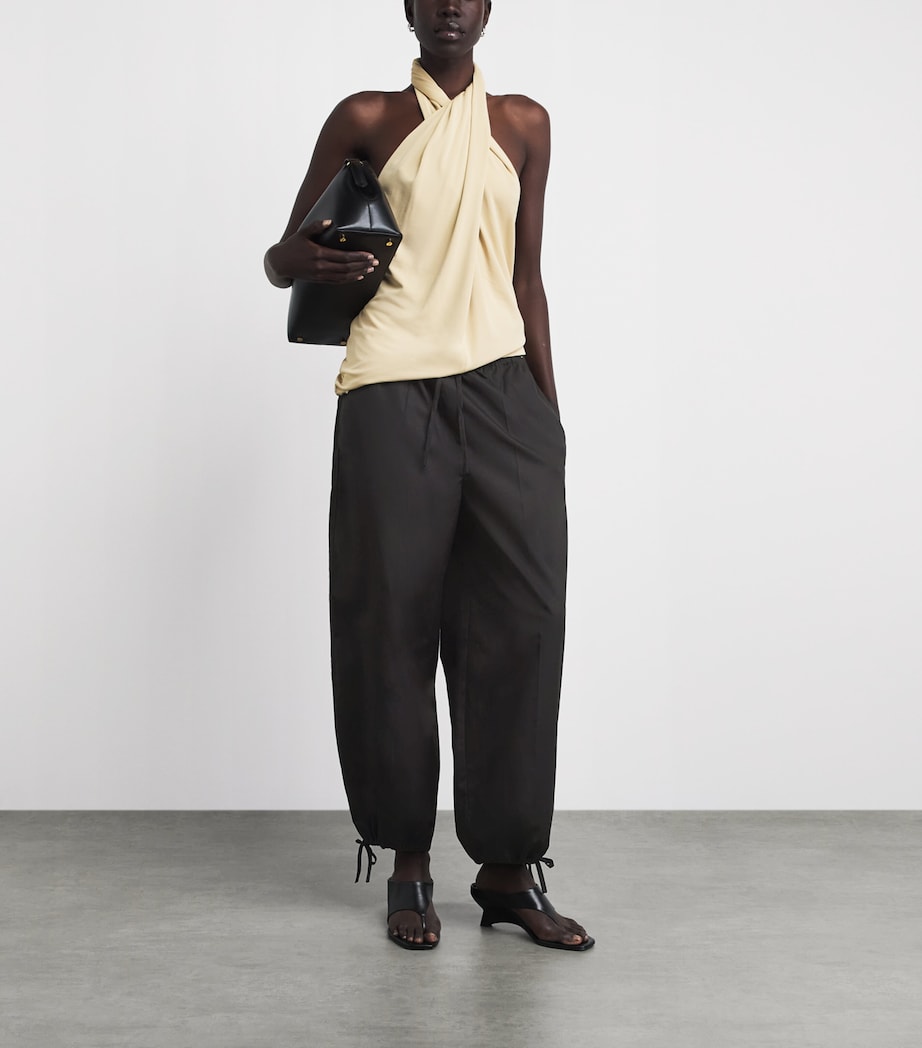 Toteme Womens Cotton Drawstring Trousers Black Image 2
