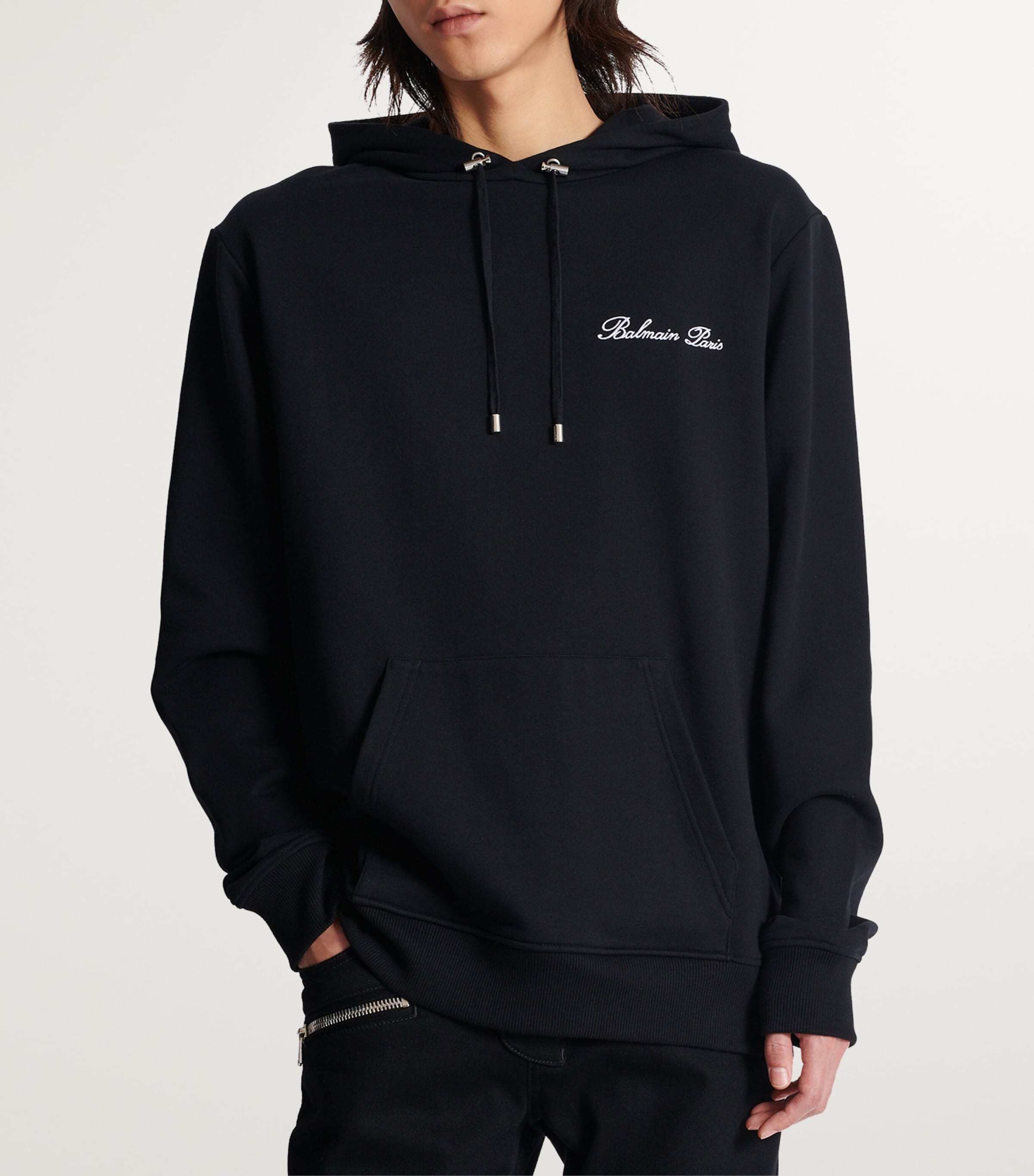 Cotton Signature Logo Hoodie EAB NOIR/BLANC Image 3