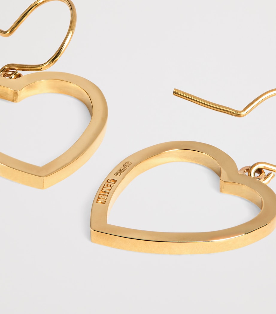 Yellow Gold Large Open Heart Drop Earrings YELLOW GOLD Image 5