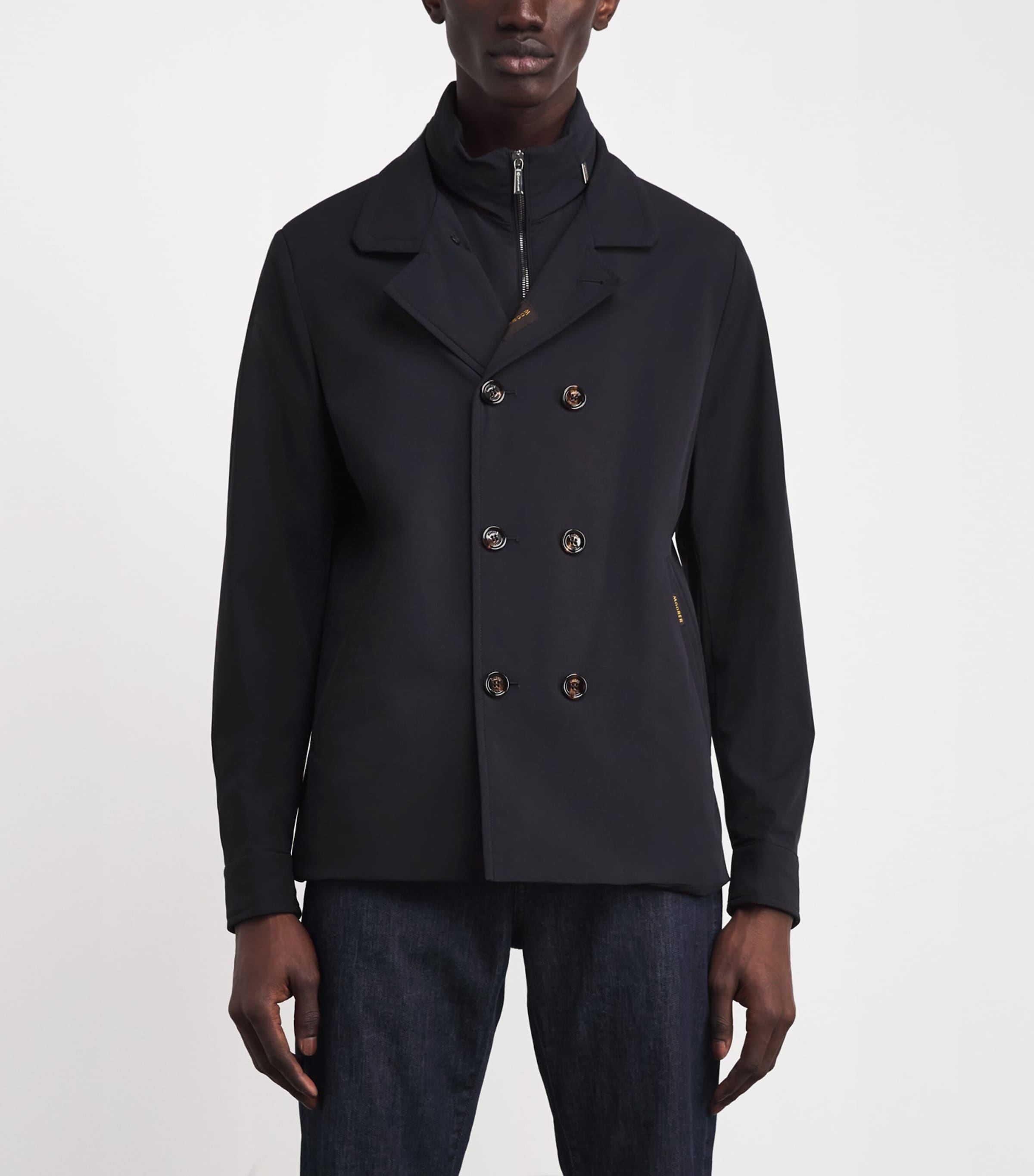 Water-Repellent Volmer-KN Pea Coat DARK BLU U0402 Image 3