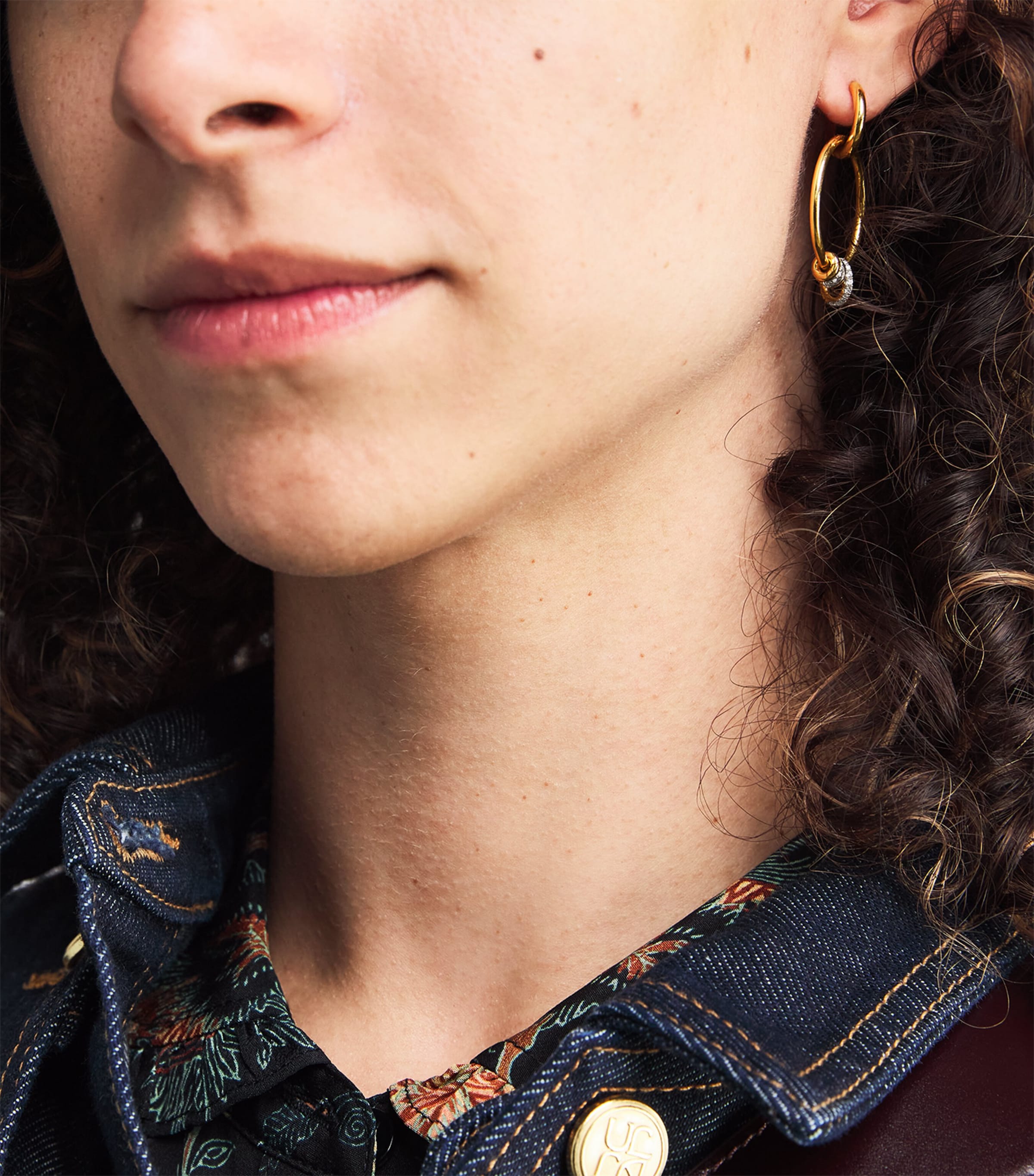 Spinelli Kilcollin Yellow Gold and Diamond Asha Hoop Earrings Yellow Gold Image 2