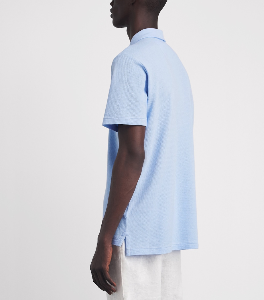 Polo Ralph Lauren Mens x Wimbledon Cotton Mesh Polo Shirt Office Blue Image 5
