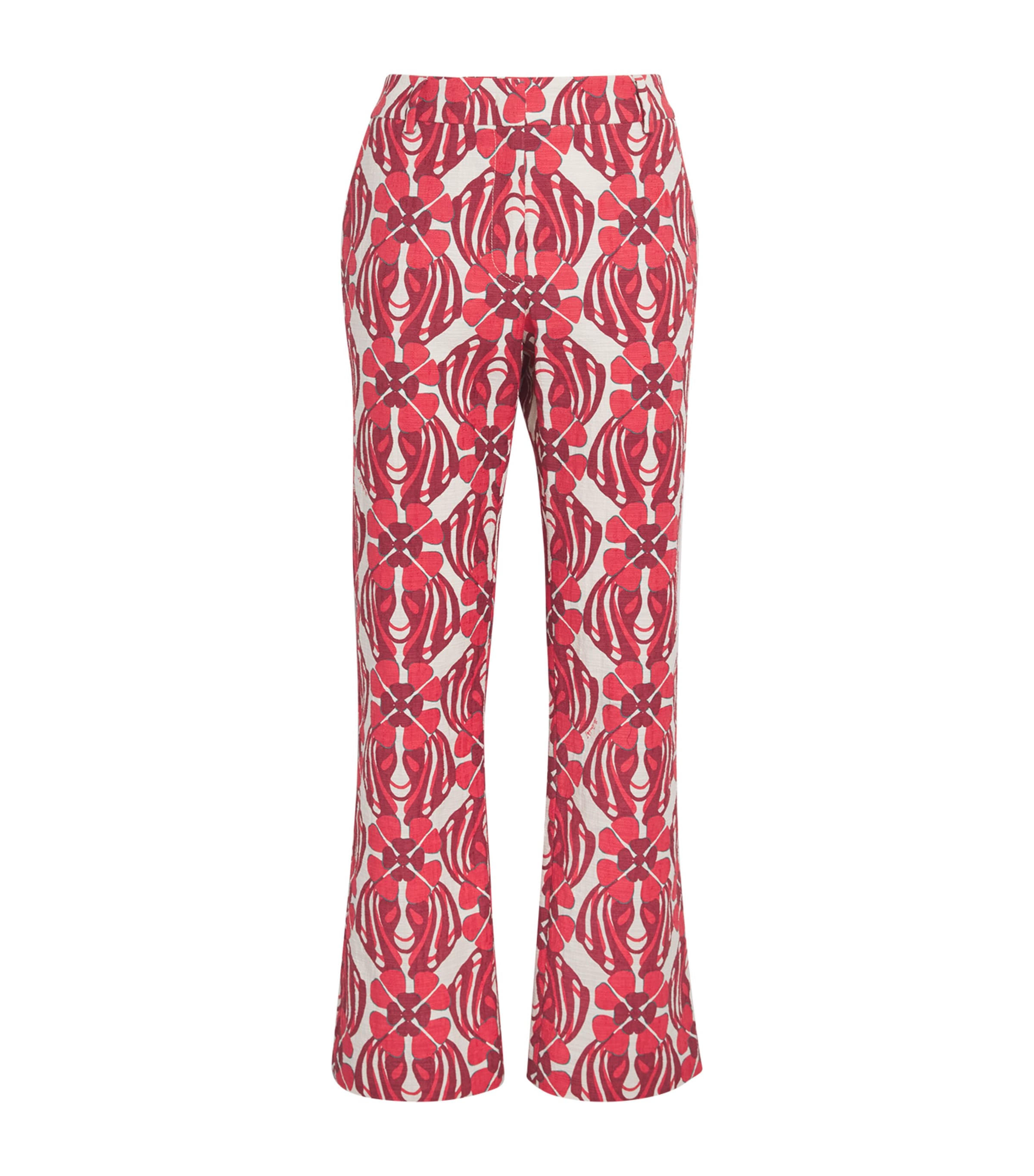 La Doublej La Double J Flared Trousers With Floral Pattern In Multi