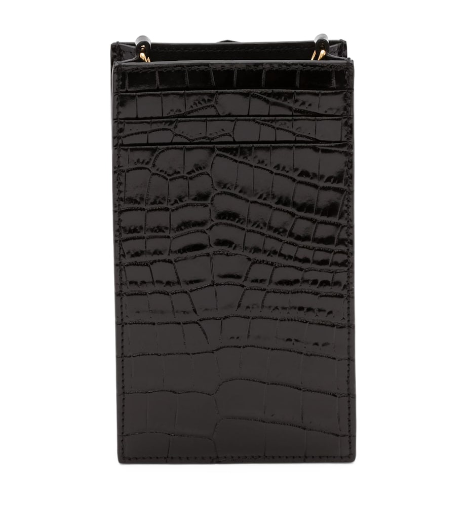 Skull-embellished croc-embossed leather phone case 1050 Image 2